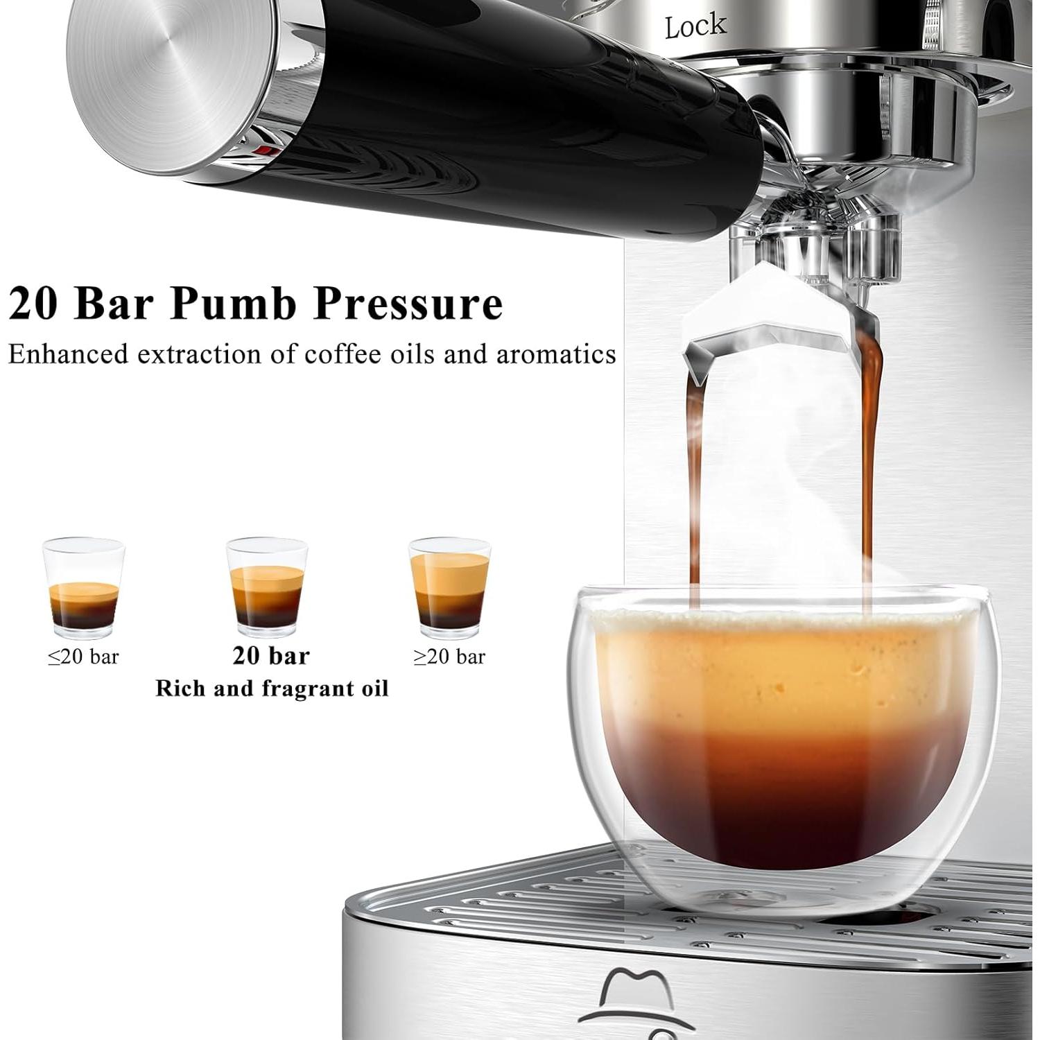 Máquina de Café Espresso MAttinata Teodoro 20 Bar Acero Inoxidable