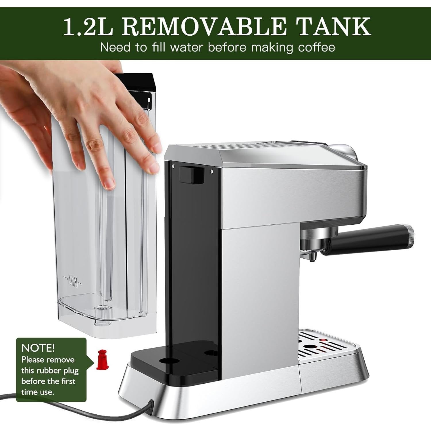 Máquina de Espresso MR MIRYE RZ2-EM01-US 20 Bar Acero Inoxidable