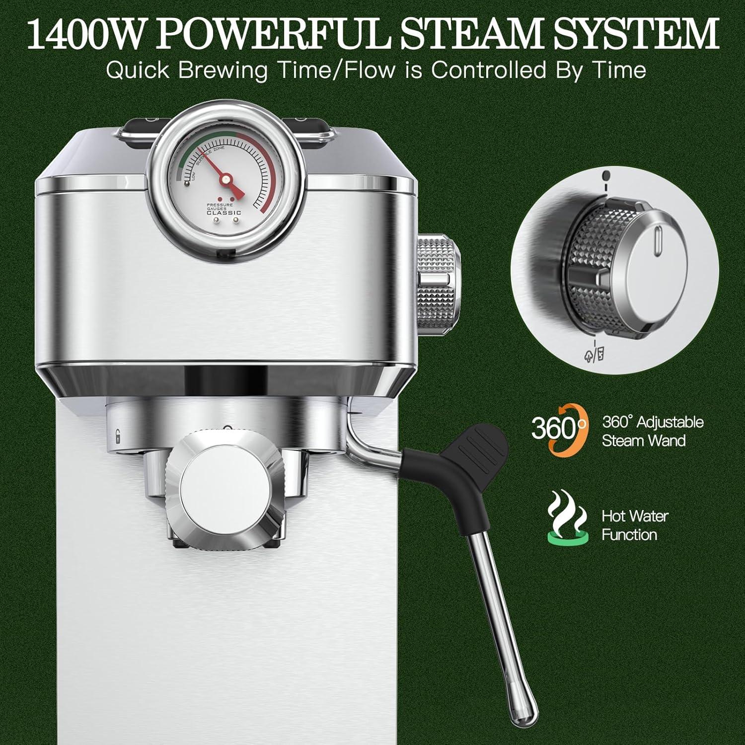 Máquina de Espresso MR MIRYE RZ2-EM01-US 20 Bar Acero Inoxidable