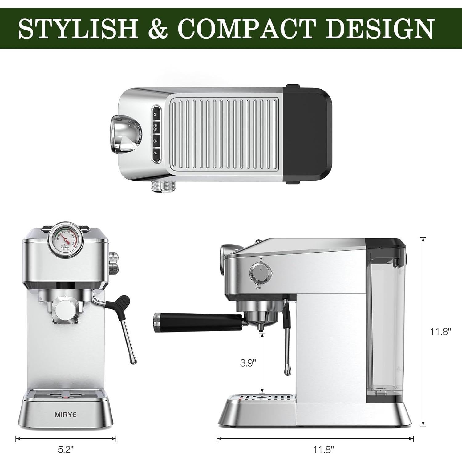 Máquina de Espresso MR MIRYE RZ2-EM01-US 20 Bar Acero Inoxidable