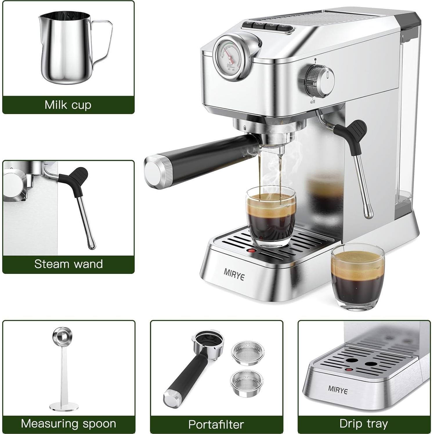 Máquina de Espresso MR MIRYE RZ2-EM01-US 20 Bar Acero Inoxidable
