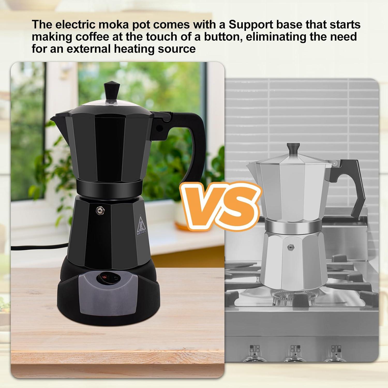 Cafetera Moka Eléctrica Vaolvpant 5-6 Tazas 270ml Aluminio