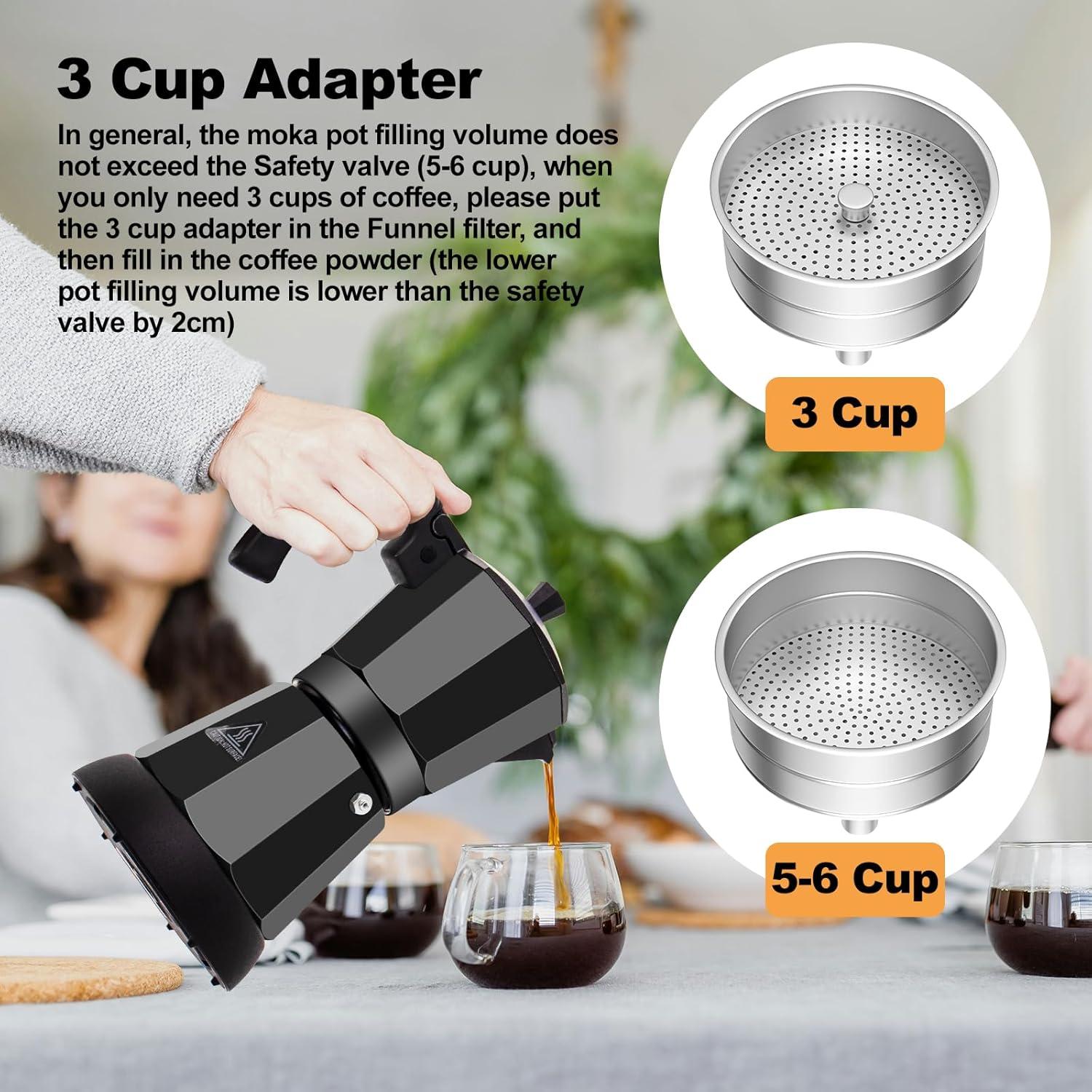 Cafetera Moka Eléctrica Vaolvpant 5-6 Tazas 270ml Aluminio