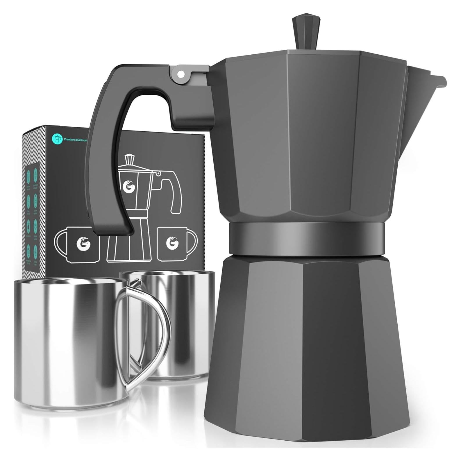 Cafetera Moka Coffee Gator 6 Tazas Aluminio Gris Mate 360ml