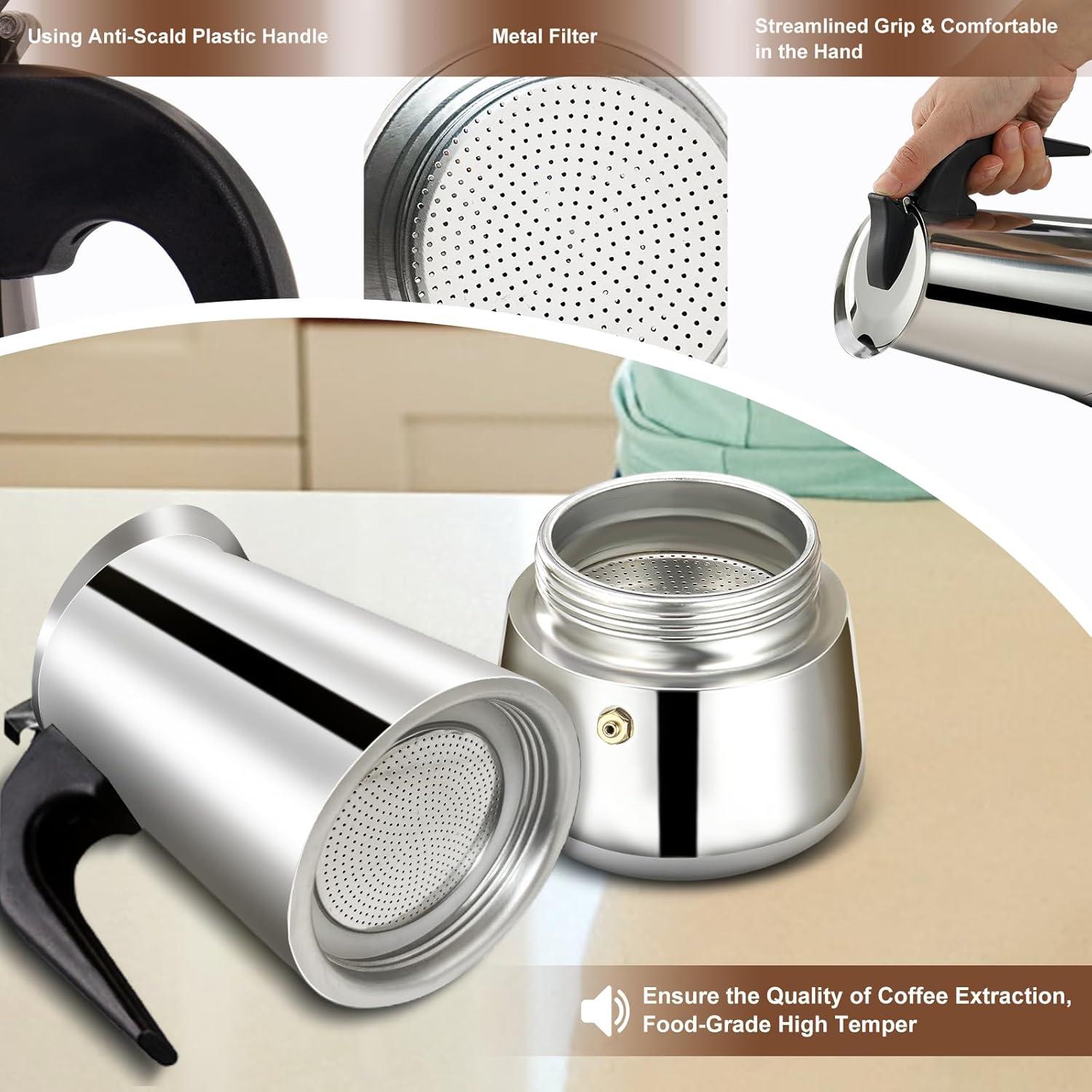 Cafetera Moka DITOSH 2 Tazas Acero Inoxidable 100ml