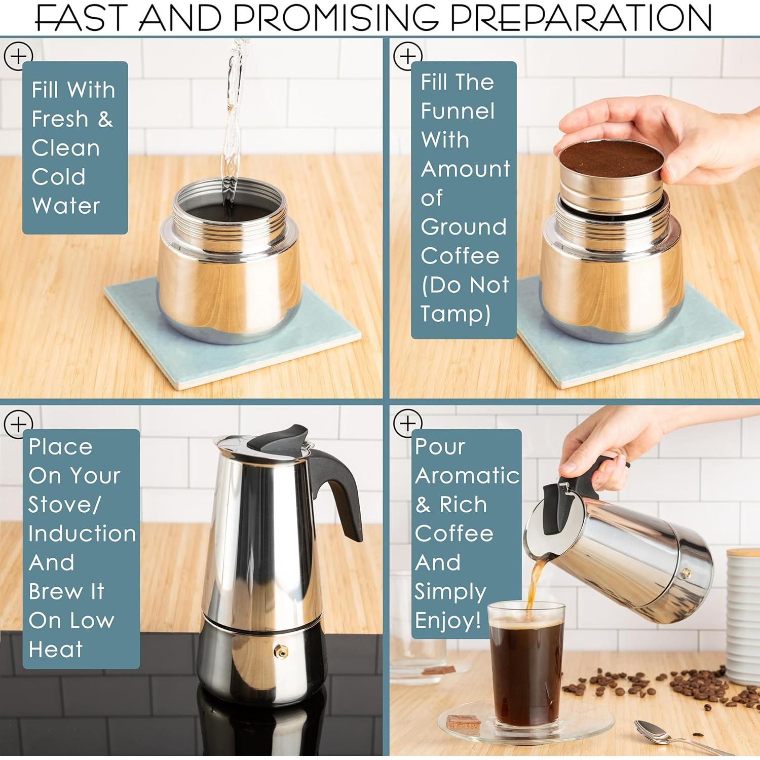 Cafetera de Espresso de Estufa Mixpresso 9 Tazas Acero Inoxidable