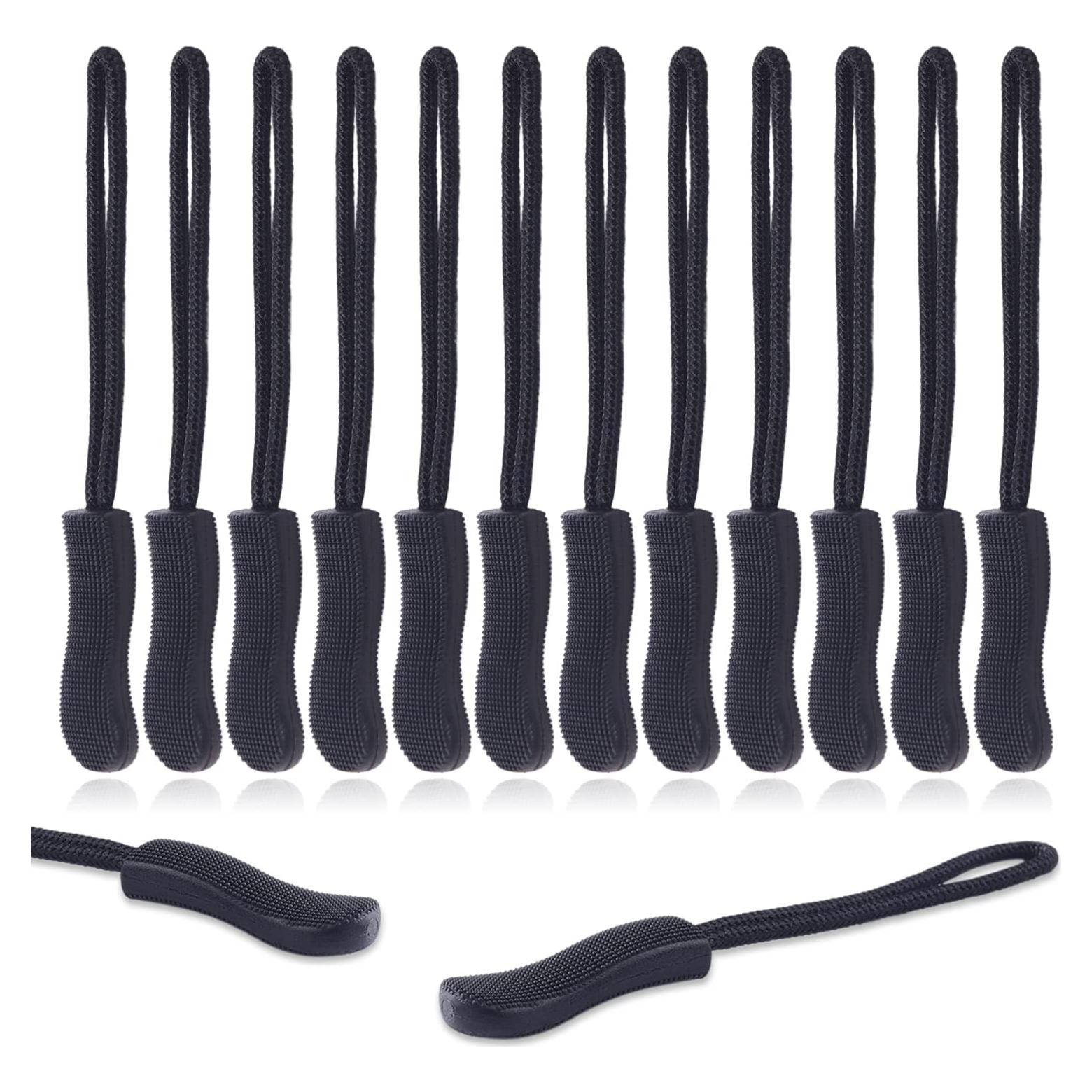 Tiradores de Cremallera CooBigo 12 Pack Negro Antideslizante
