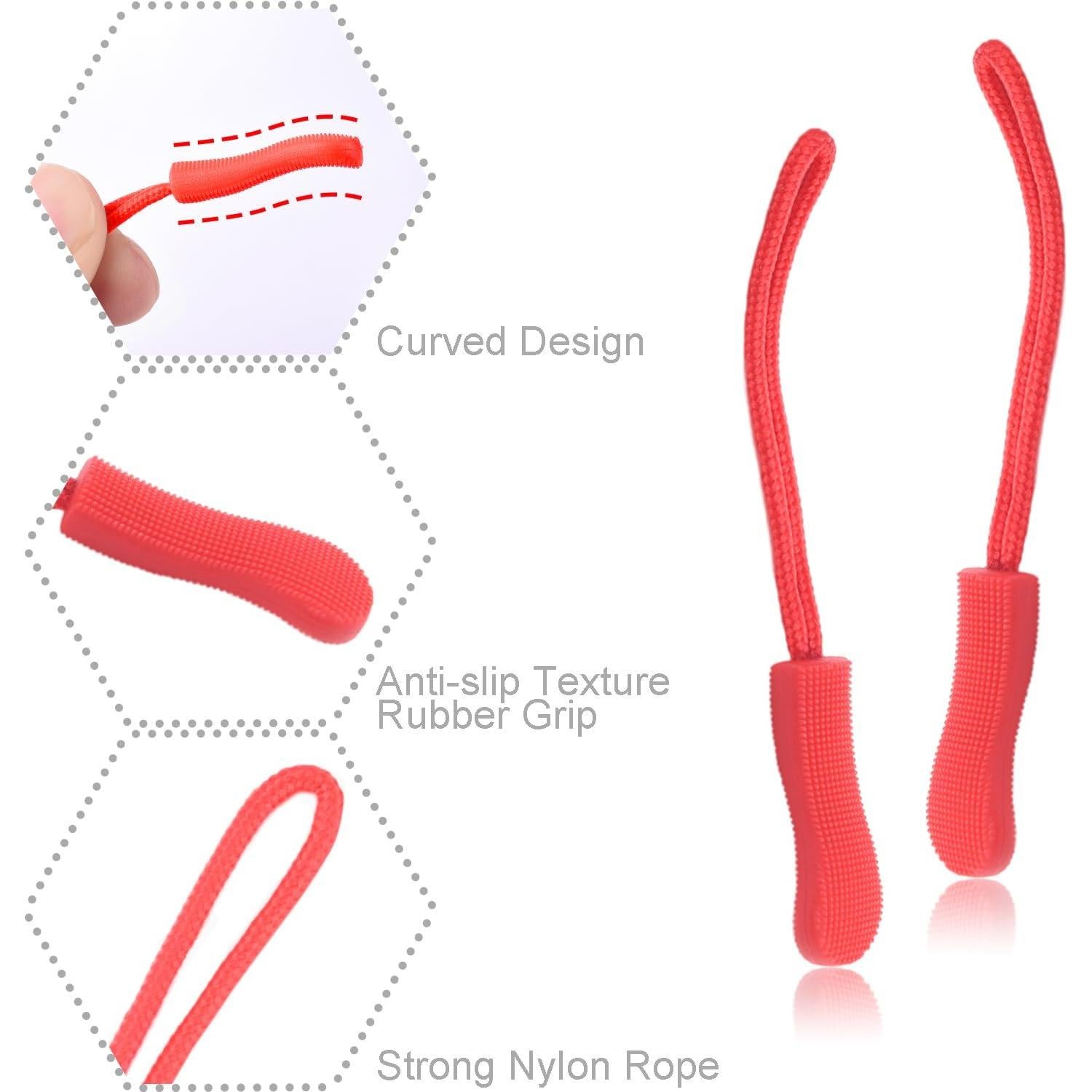 CooBigo 12 Pack Tiradores de Cremallera Rojos - Antideslizantes