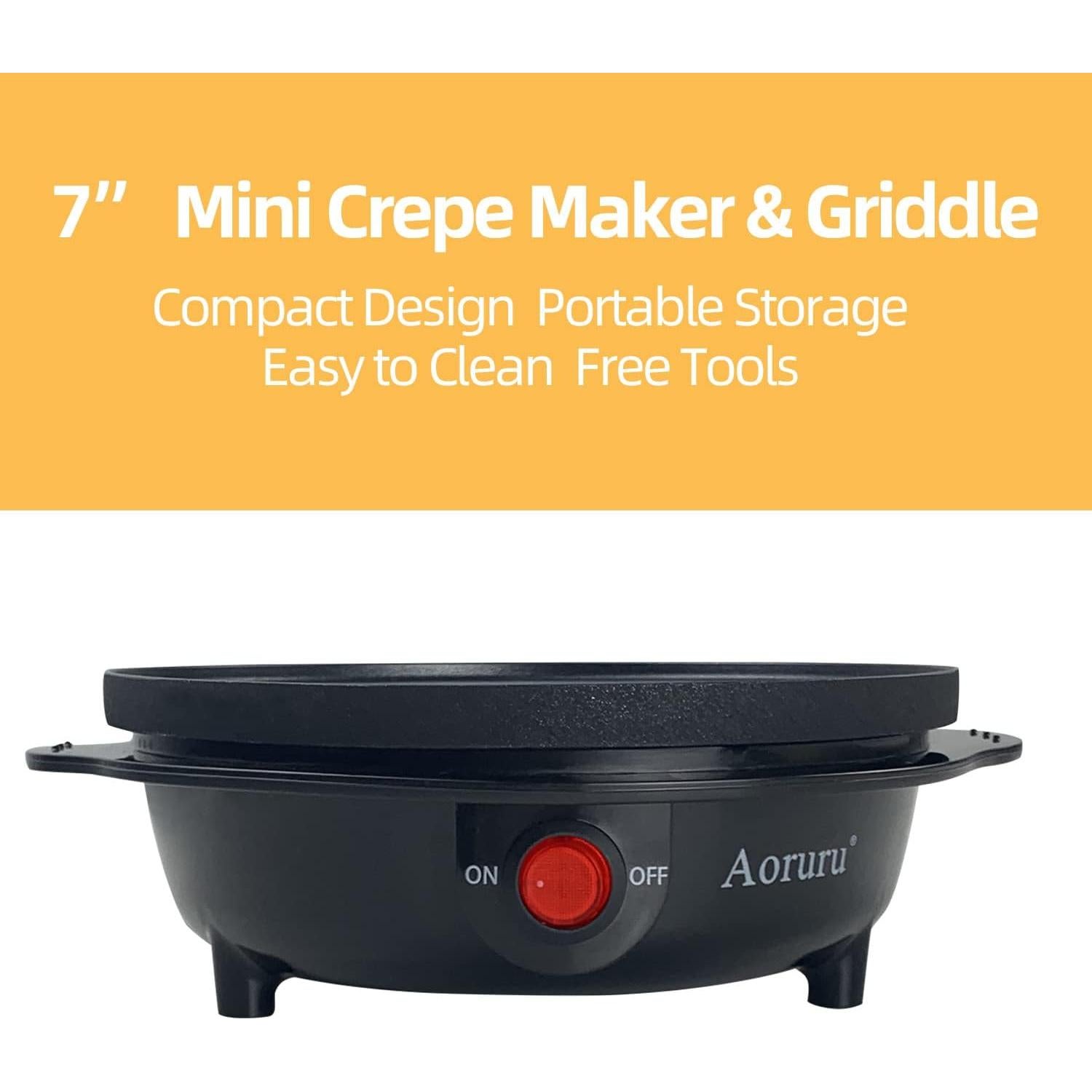 Horno de Crepes Eléctrico Aoruru 500W Compacto Antiadherente