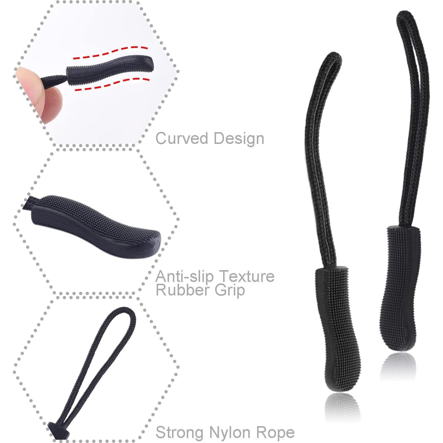 CooBigo 25 Pack Tiradores de Cremallera Universales - Negro