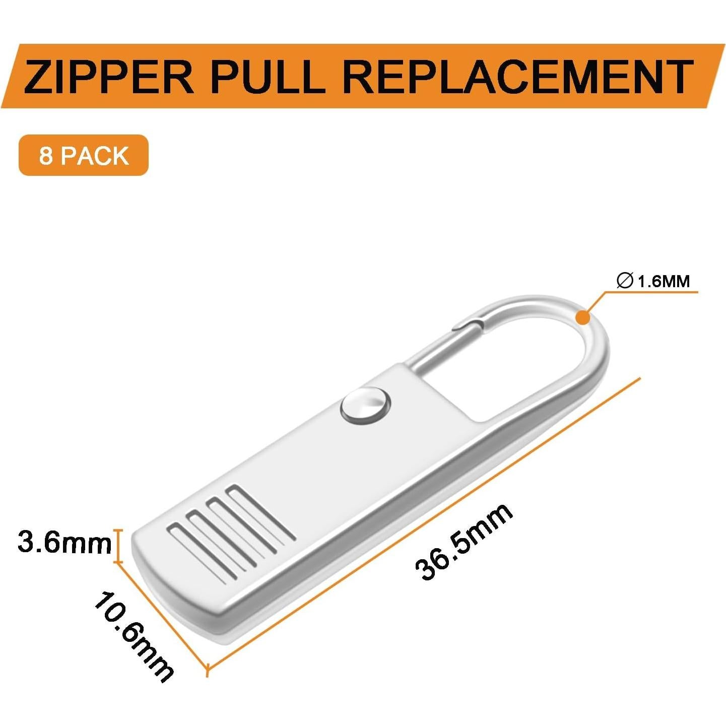 Paquete de 8 tiradores de cremallera metálicos CooBigo