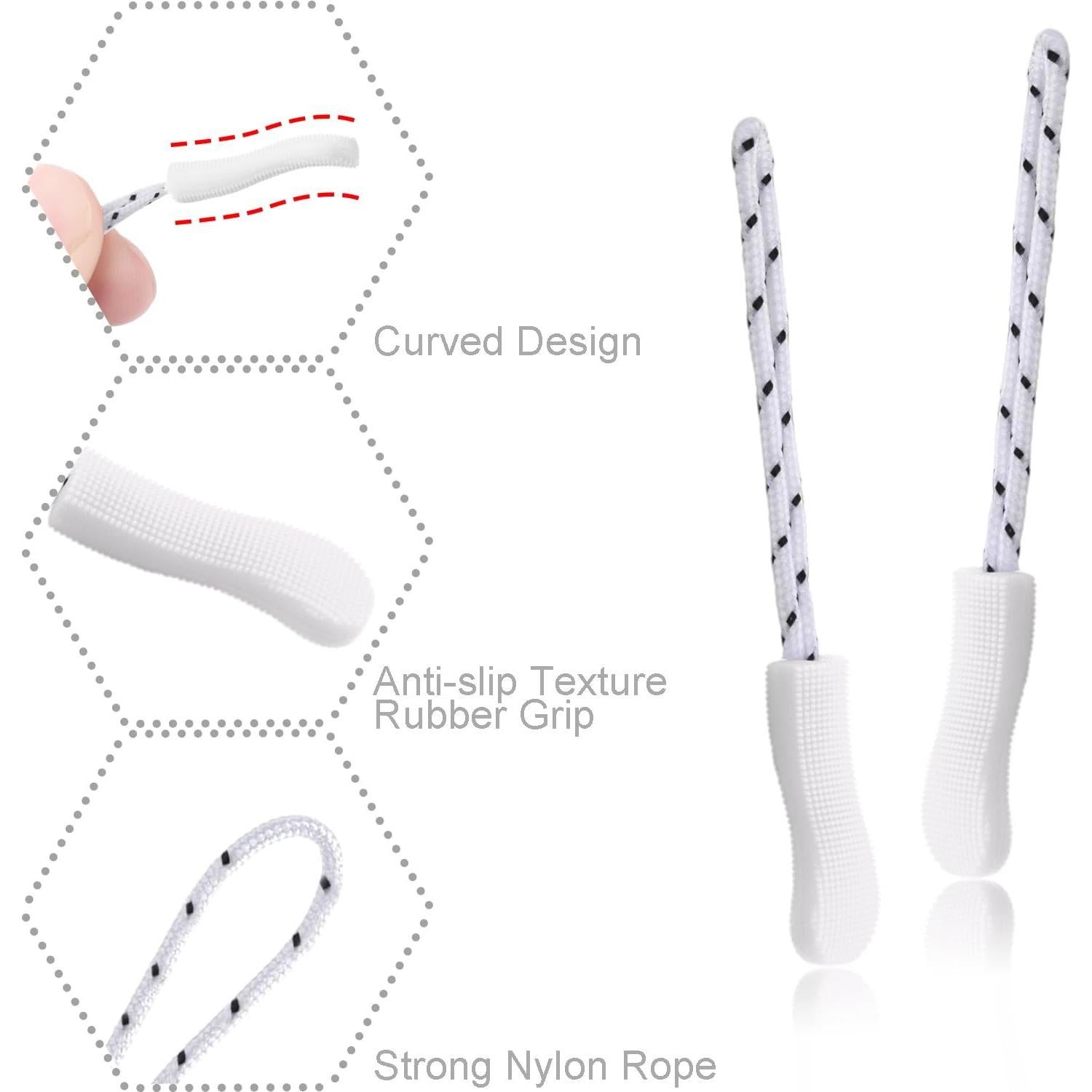 Tiradores de Cremallera CooBigo 12 Paquetes Blanco Antideslizante