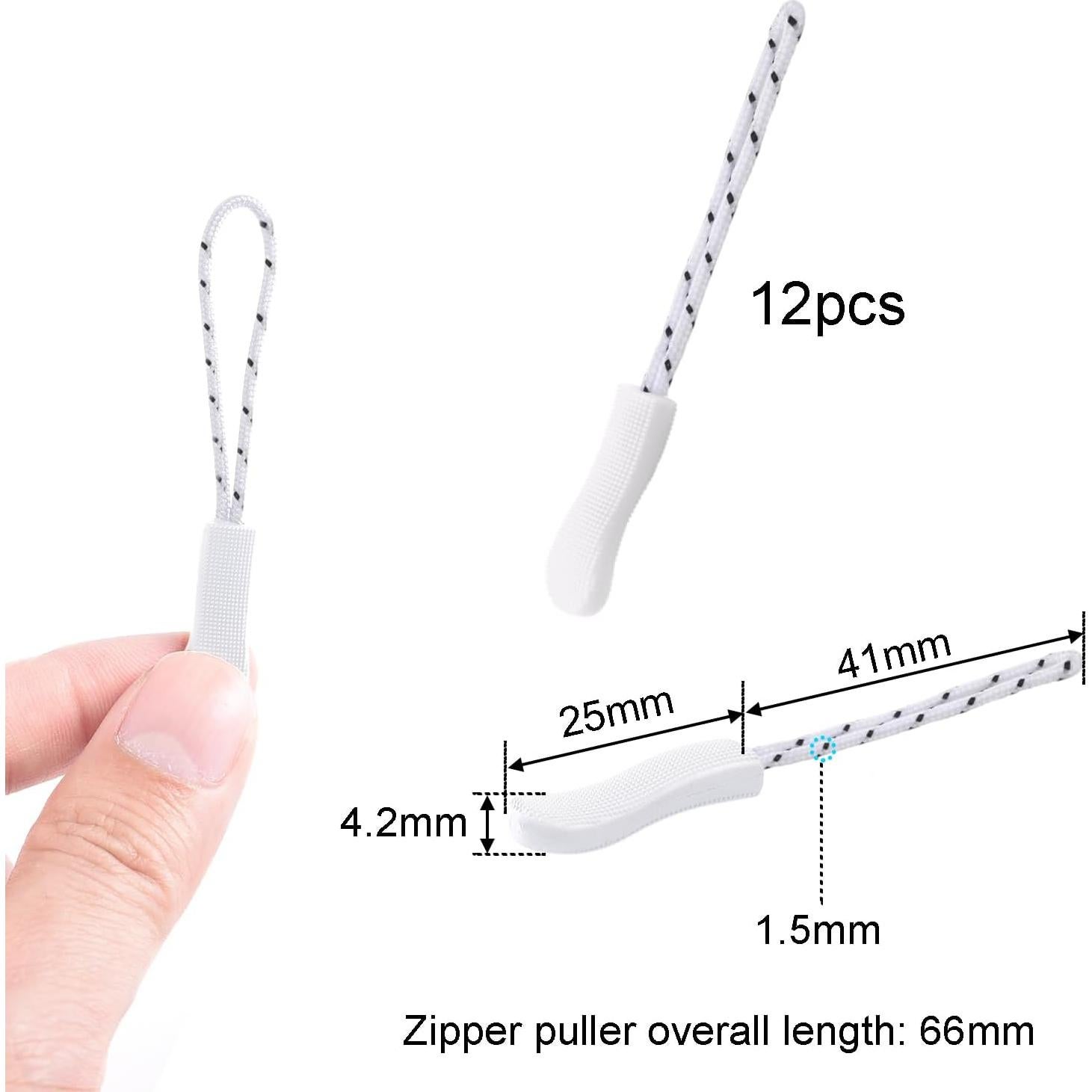 Tiradores de Cremallera CooBigo 12 Paquetes Blanco Antideslizante