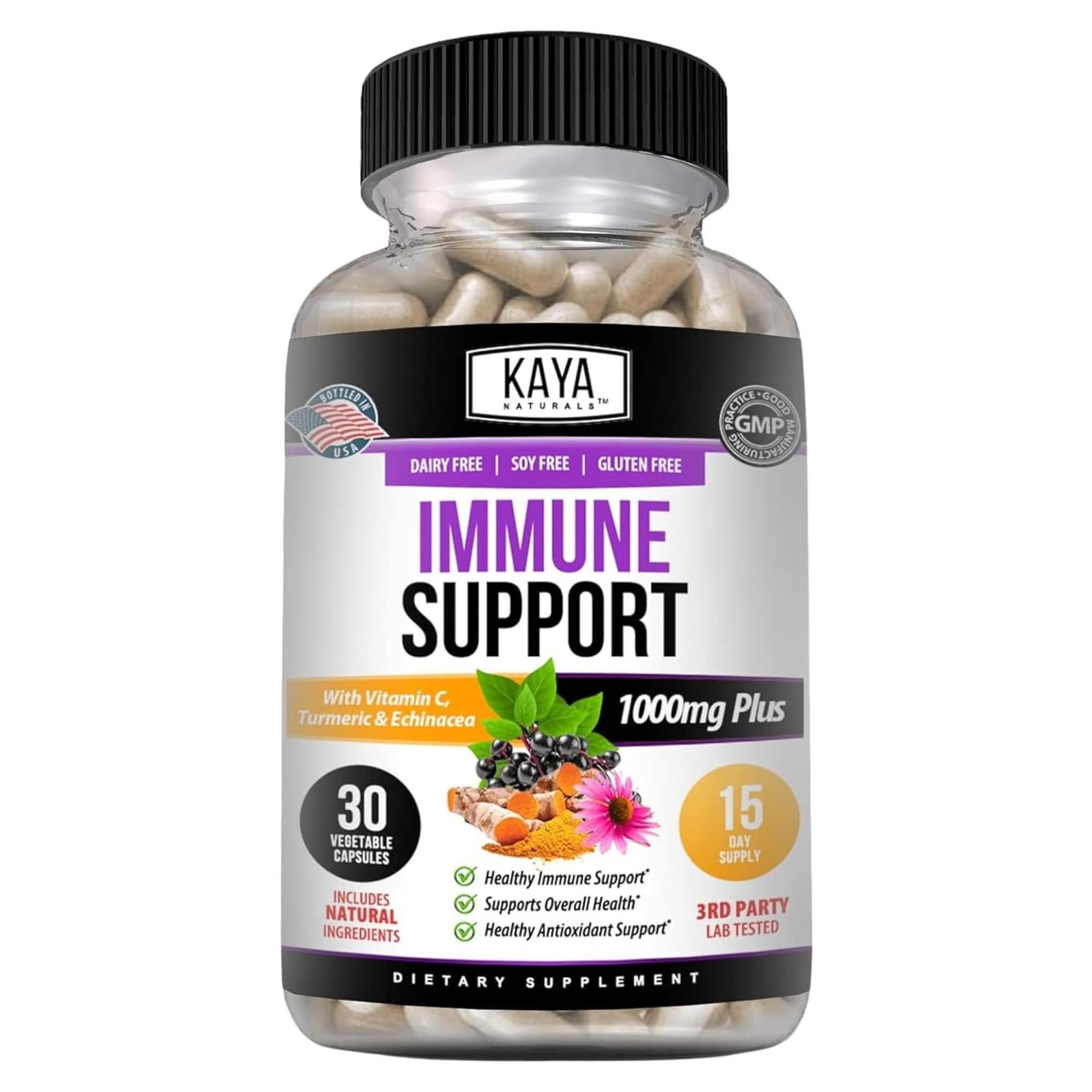 Kaya Naturals Elderberry 30 Cápsulas - Apoyo Inmunológico con Zinc y Vitamina C