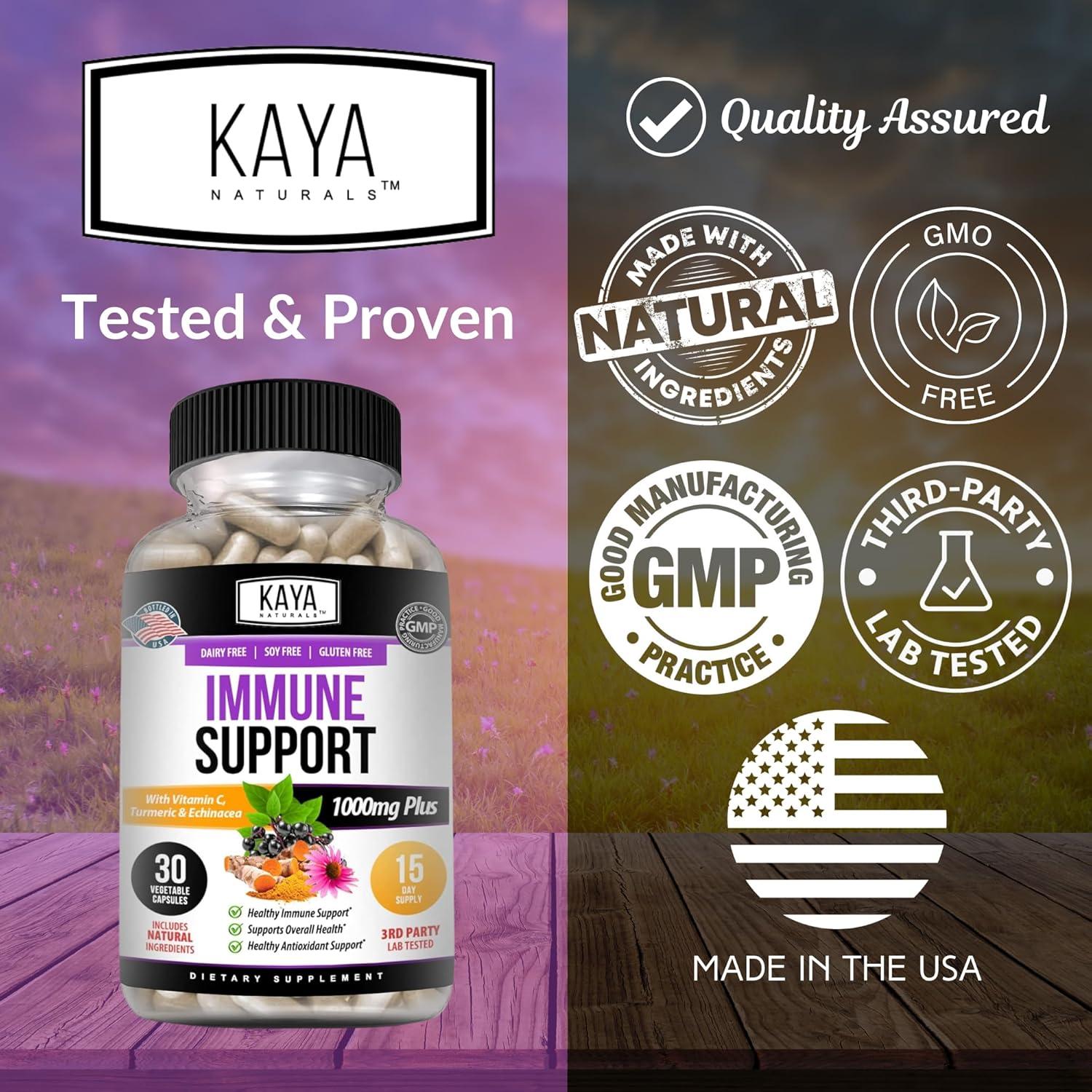 Kaya Naturals Elderberry 30 Cápsulas - Apoyo Inmunológico con Zinc y Vitamina C