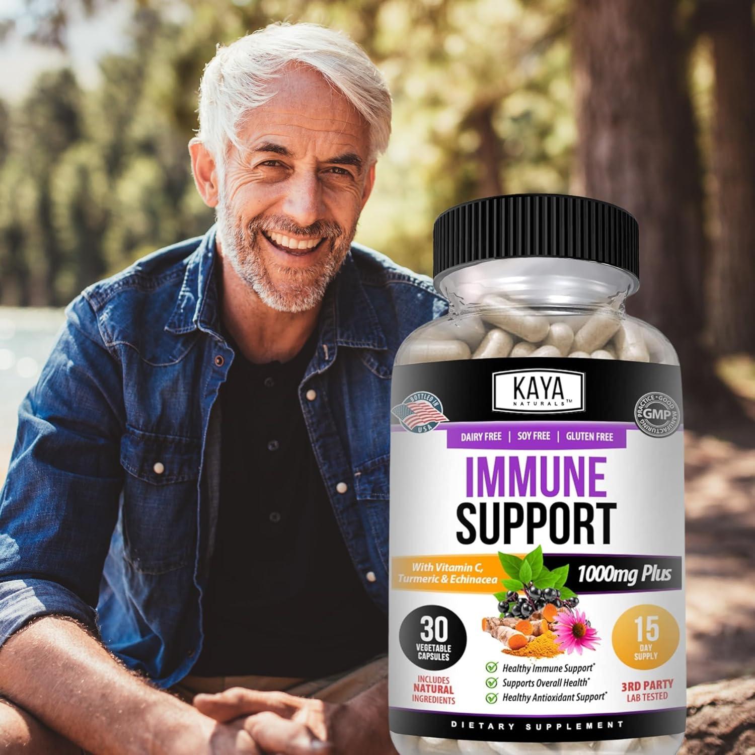 Kaya Naturals Elderberry 30 Cápsulas - Apoyo Inmunológico con Zinc y Vitamina C