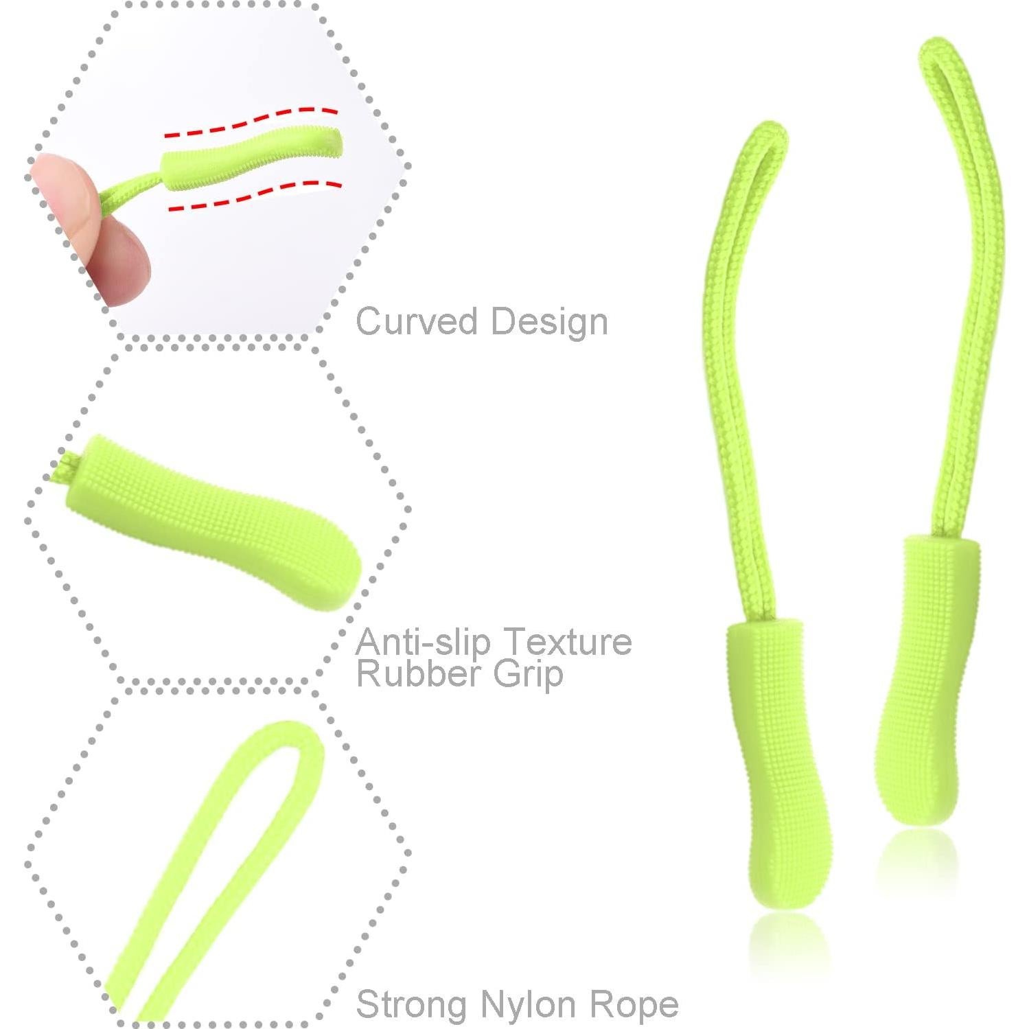 CooBigo 12 Pack Tiradores de Cremallera Verde Neón