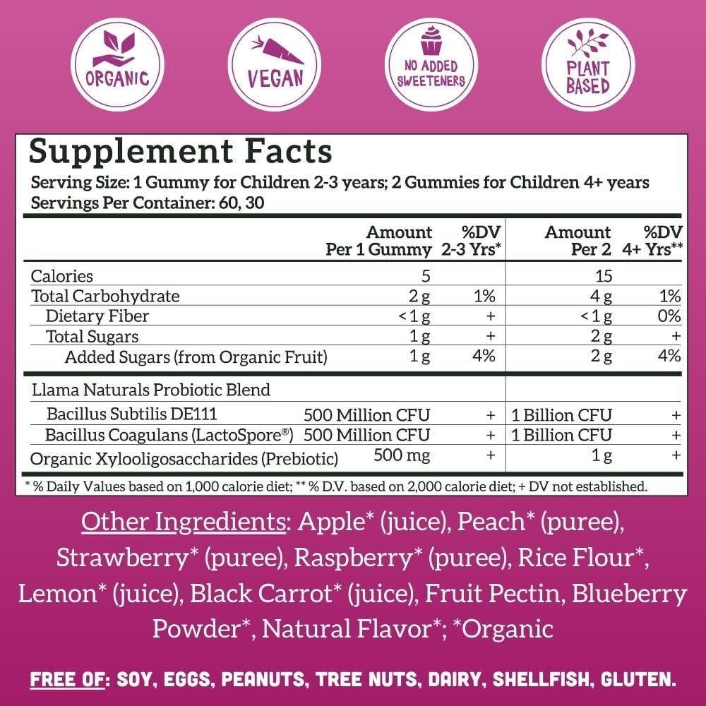 Gominolas Probióticas Llama Naturals Niños 60 Ct Frutos Mixtos