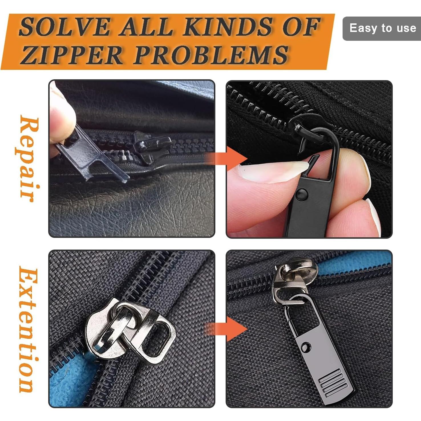 CooBigo Tiradores de Cremallera Negro 8 Pack Reemplazo