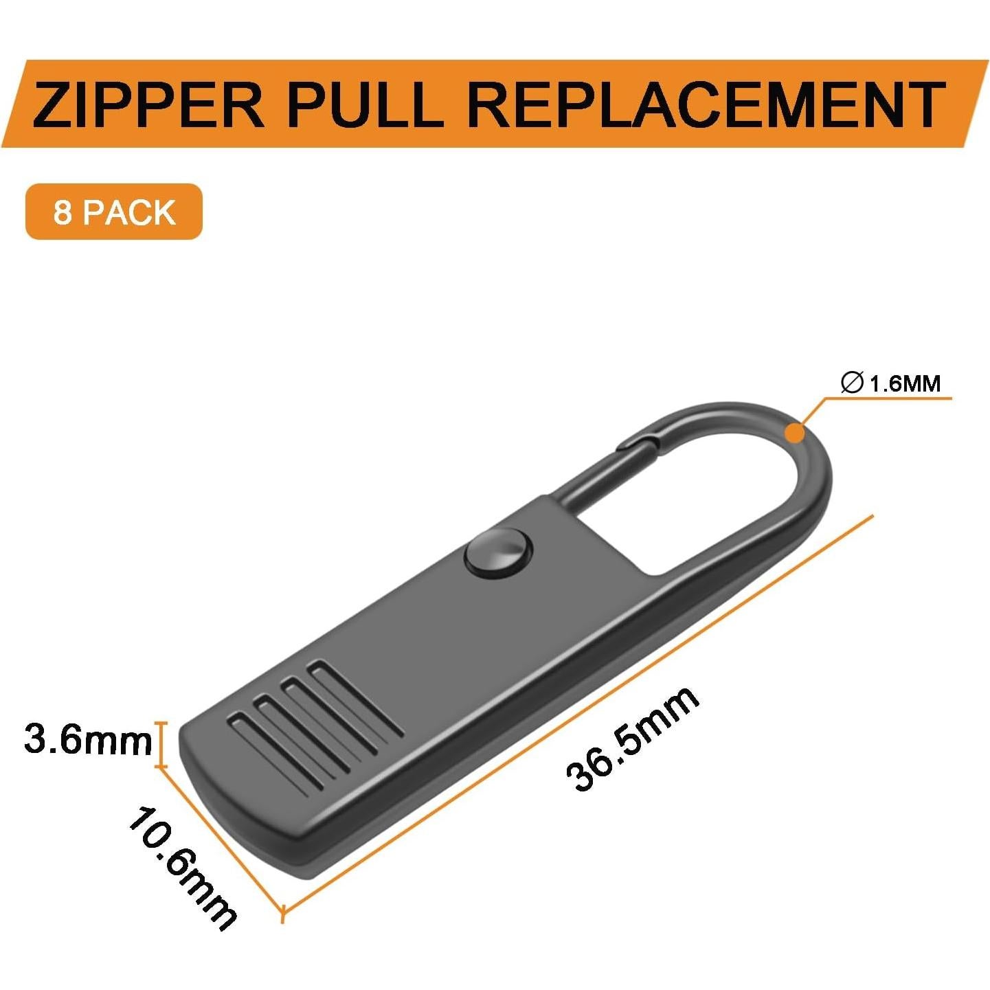 CooBigo Tiradores de Cremallera Negro 8 Pack Reemplazo