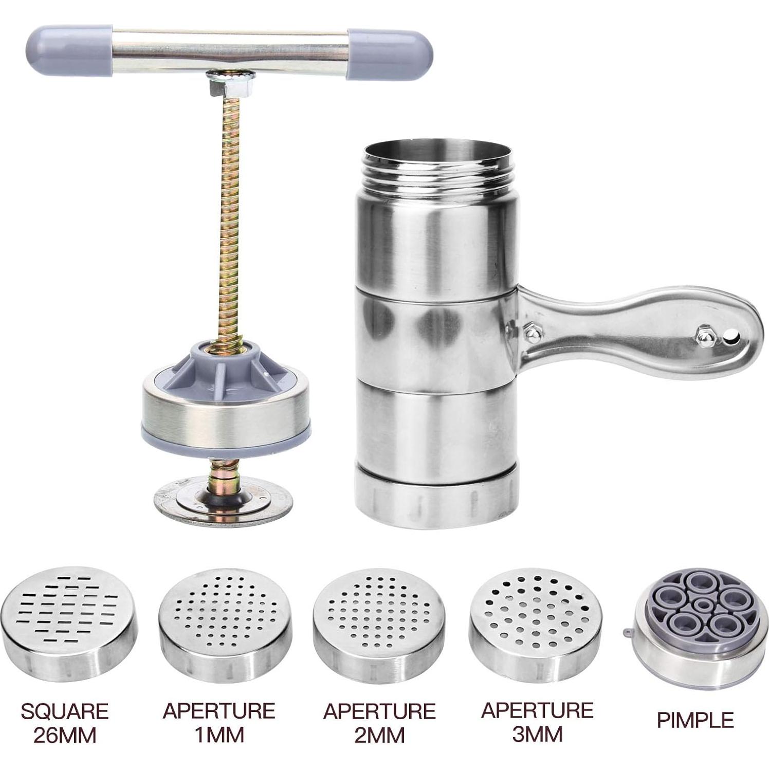 Máquina de Pasta Manual JETH de Acero Inoxidable con 5 Moldes