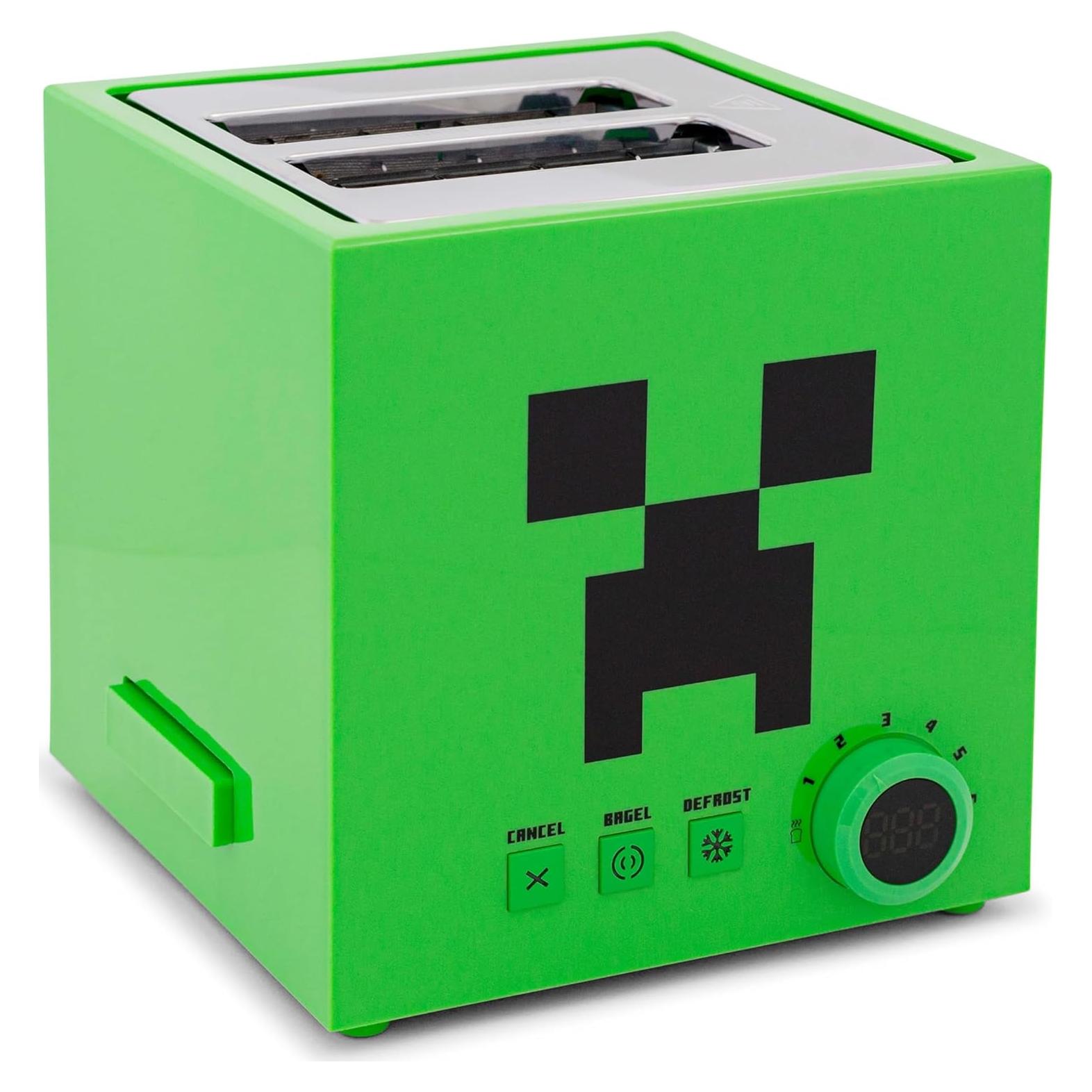 Tostadora Verde Creeper Minecraft 2 Rebanadas 6 Niveles