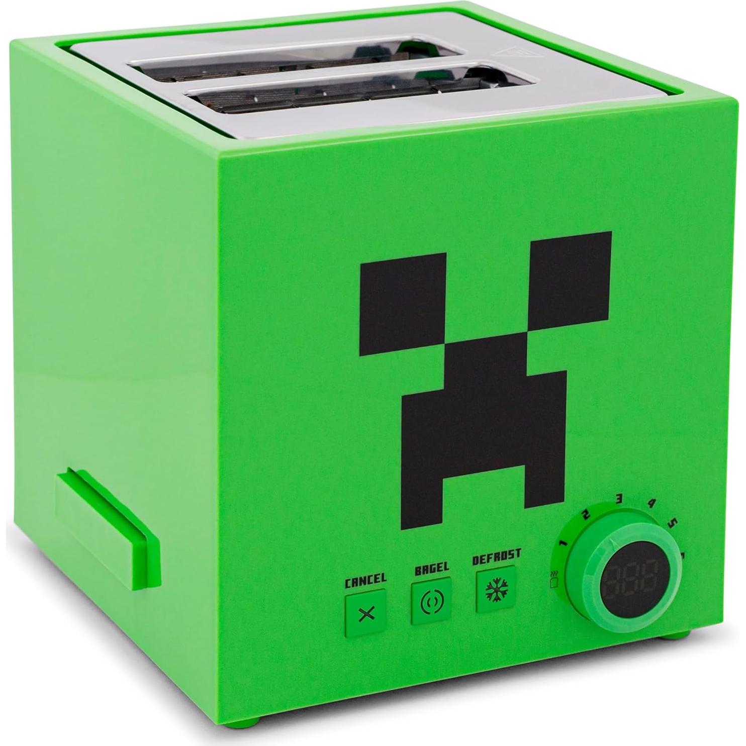 Tostadora Verde Creeper Minecraft 2 Rebanadas 6 Niveles