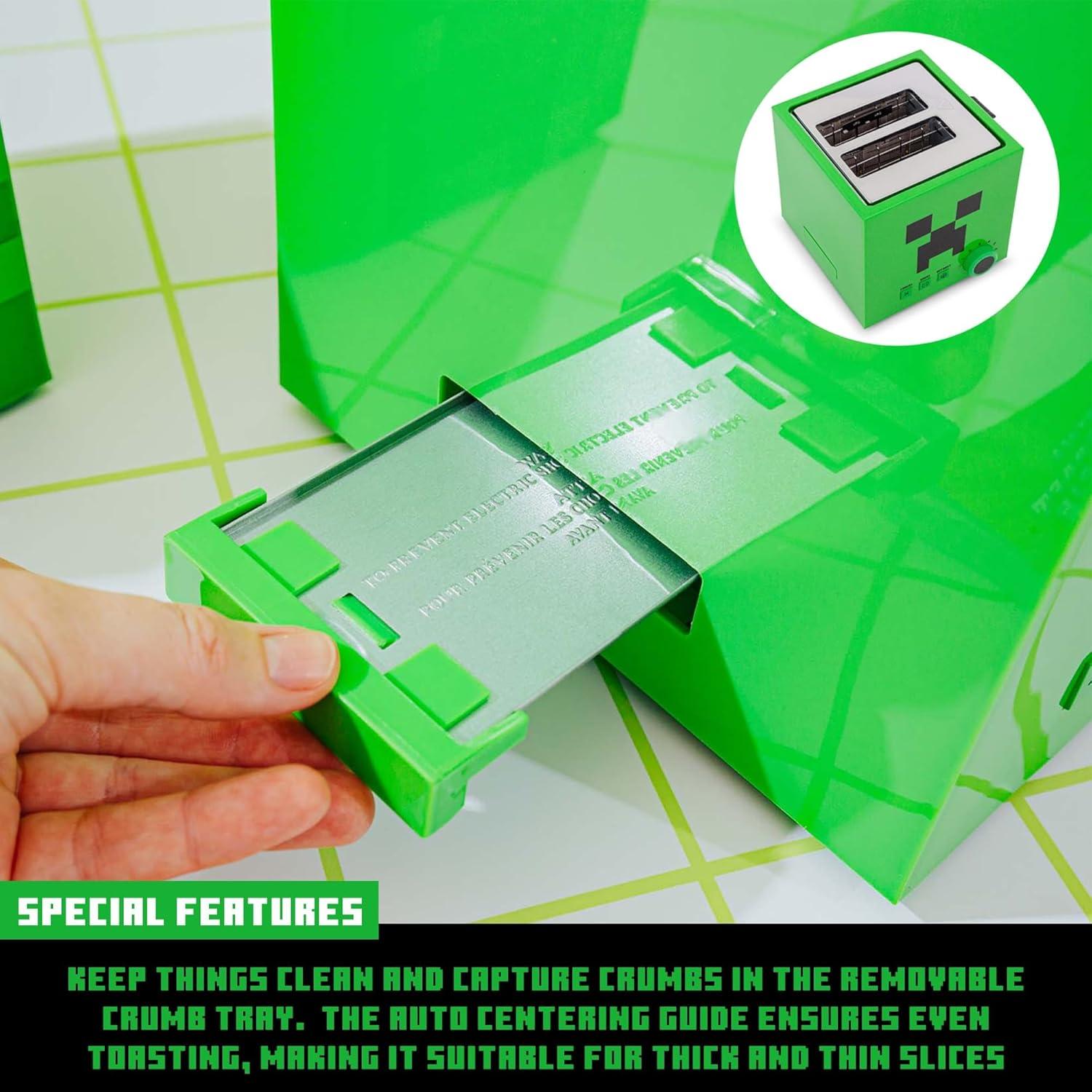 Tostadora Verde Creeper Minecraft 2 Rebanadas 6 Niveles