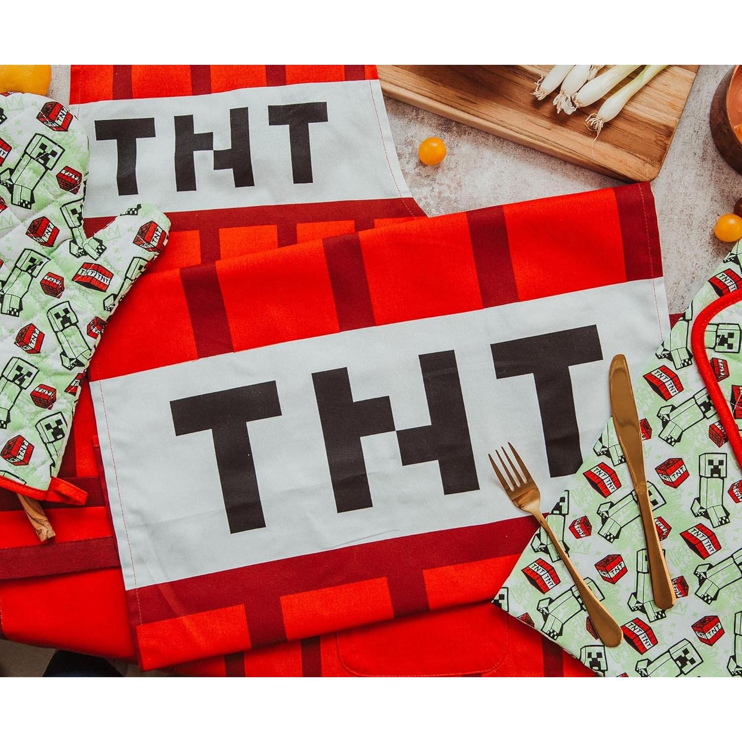 Conjunto de Cocina Minecraft TNT Rojo - Delantal, Manopla, Toallas