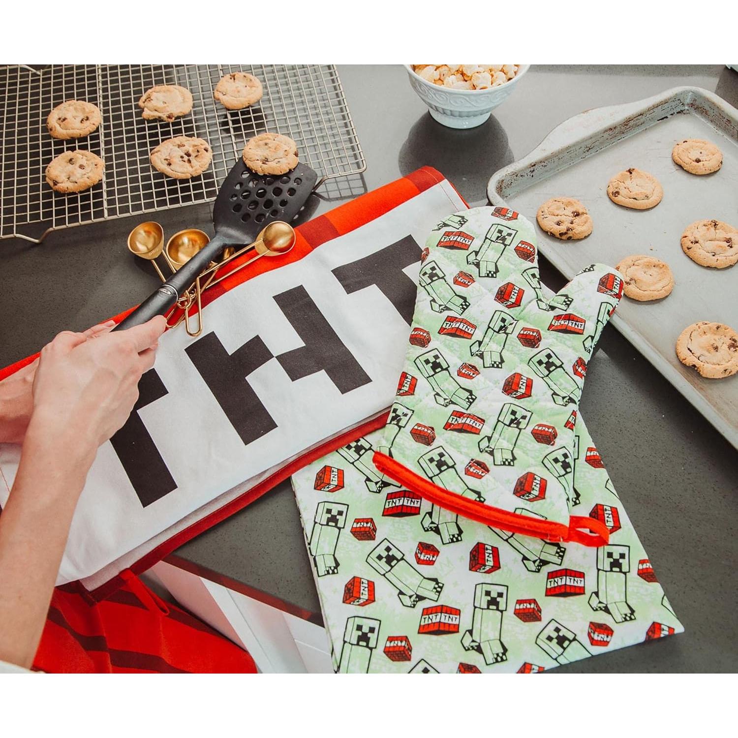 Conjunto de Cocina Minecraft TNT Rojo - Delantal, Manopla, Toallas