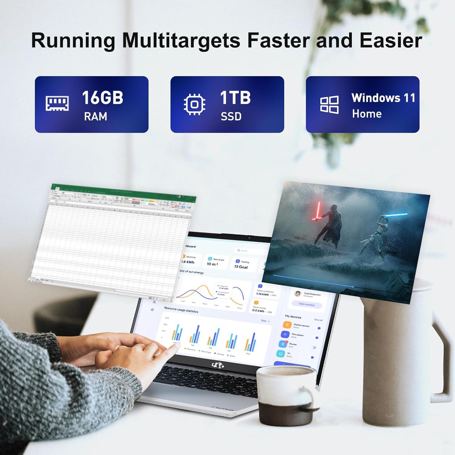 Laptop NIMO 15.6" FHD, 16GB RAM, 1TB SSD, Intel Pentium