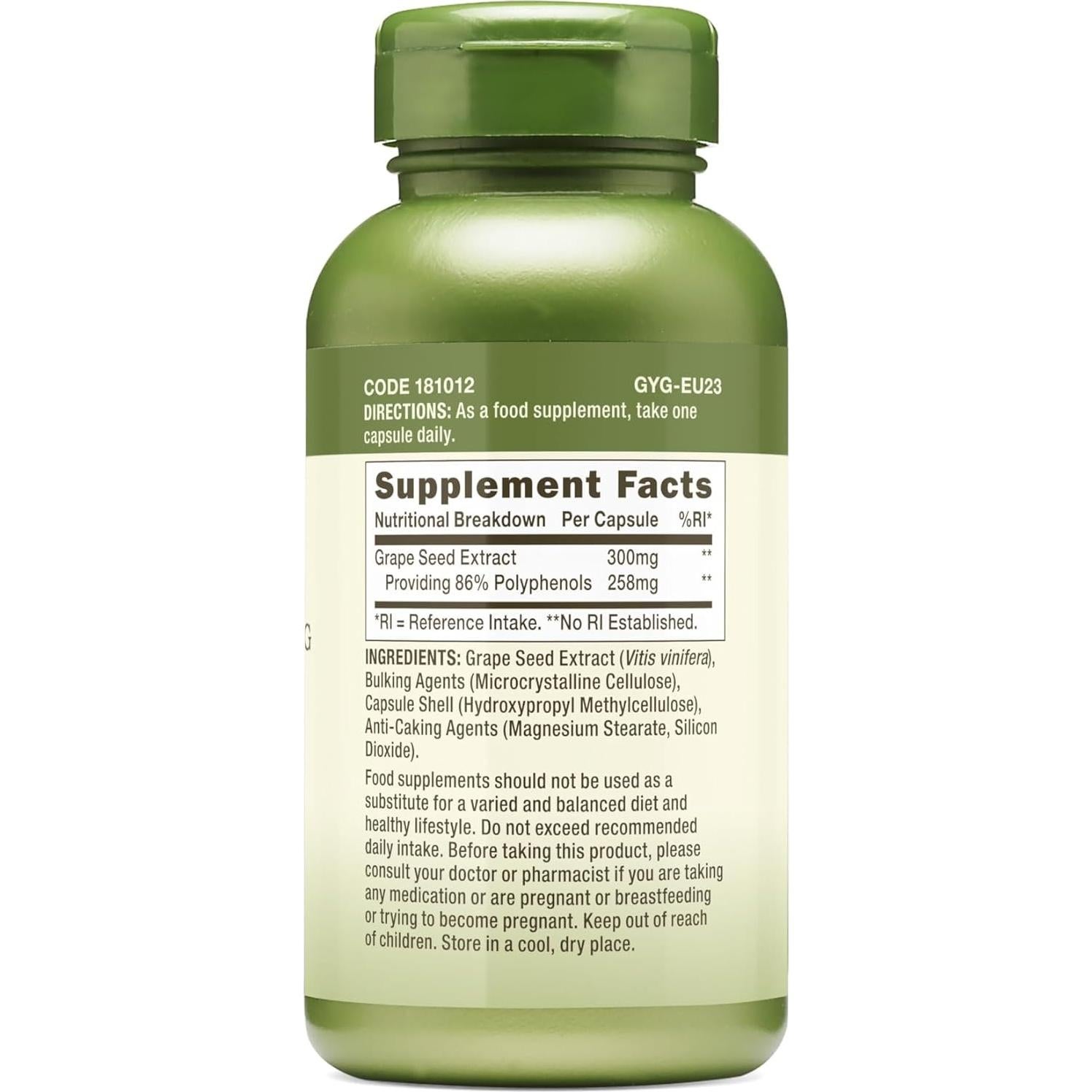 Suplemento de Semilla de Uva GNC Herbal Plus 300mg Vegetariano