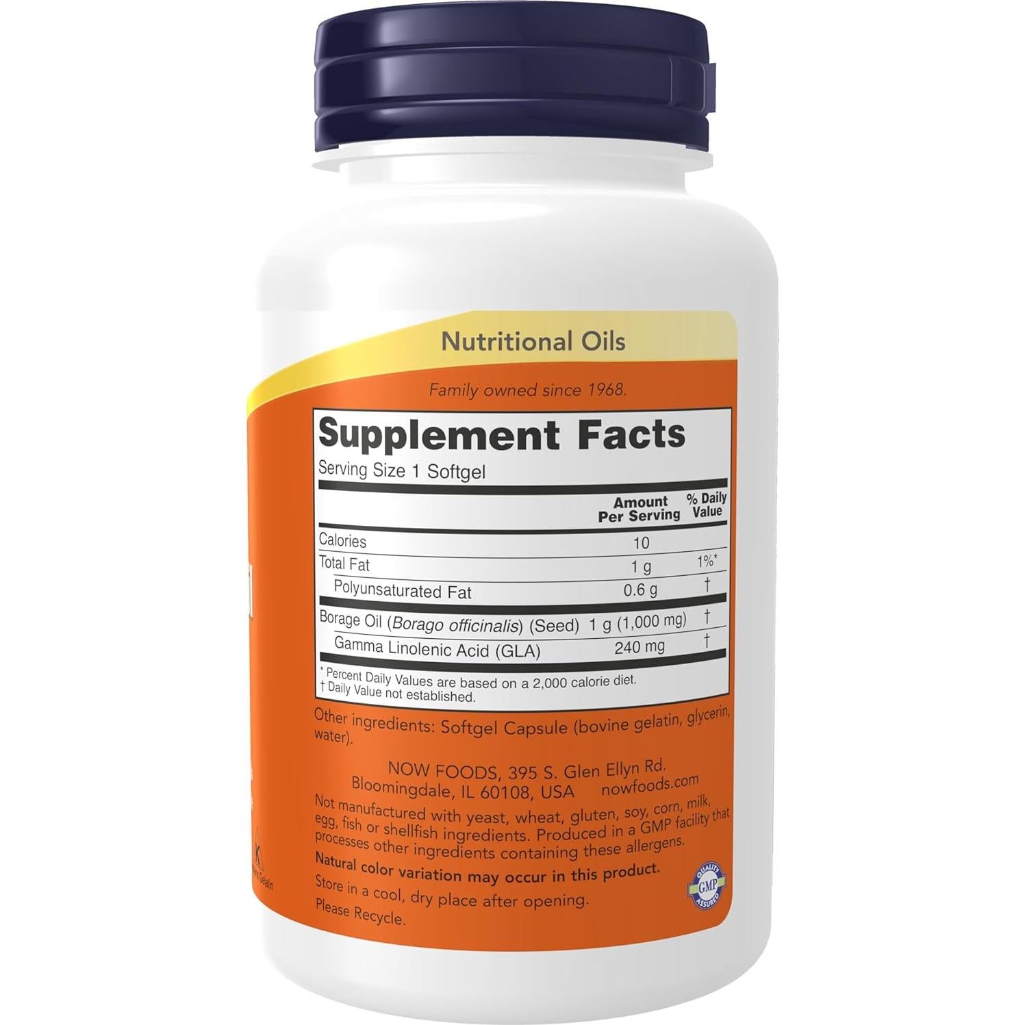 Aceite de Borraja NOW 1000 mg 60 Gelatinas Blandas GLA 240 mg