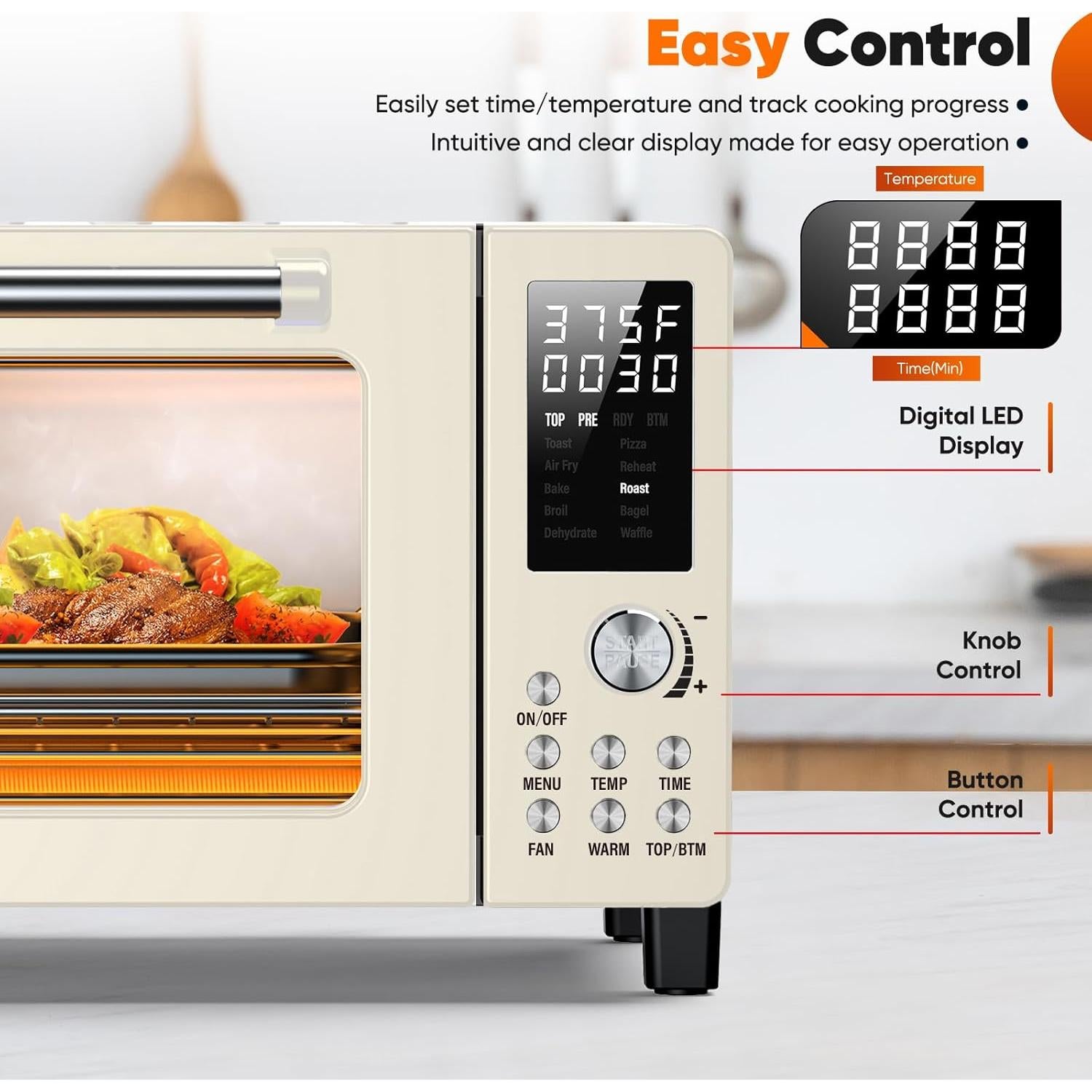 Horno Tostador de Aire Nuwave Bravo Pro 21QT 10-en-1 Crema