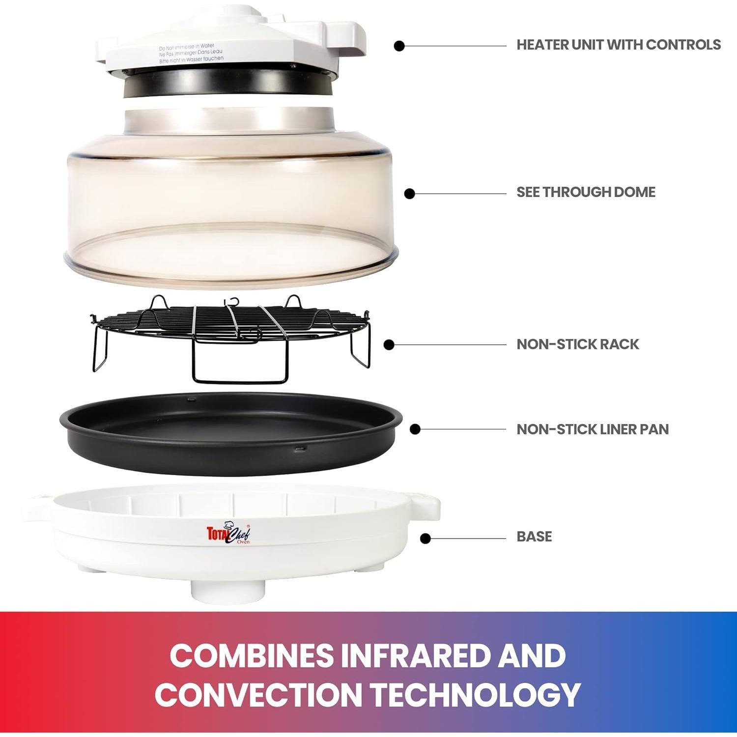 Horno Infrarrojo Total Chef 6L con Convección 1300W Blanco