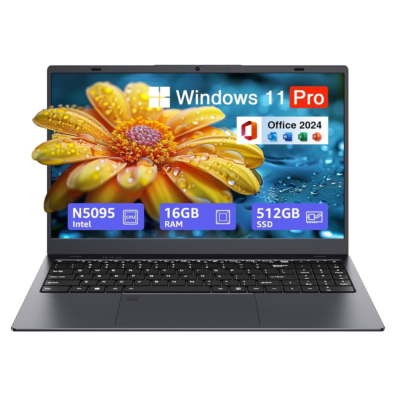 Laptop UOWAMOU 15.6" FHD, 16GB RAM, 512GB SSD, N5095