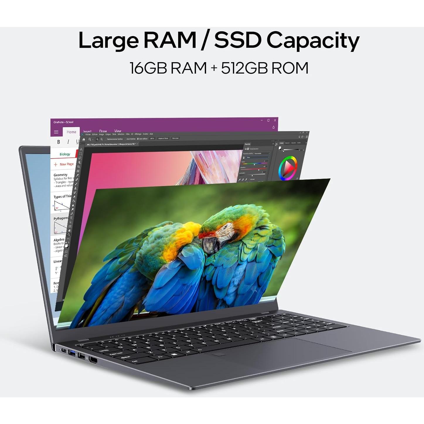 Laptop UOWAMOU 15.6" FHD, 16GB RAM, 512GB SSD, N5095