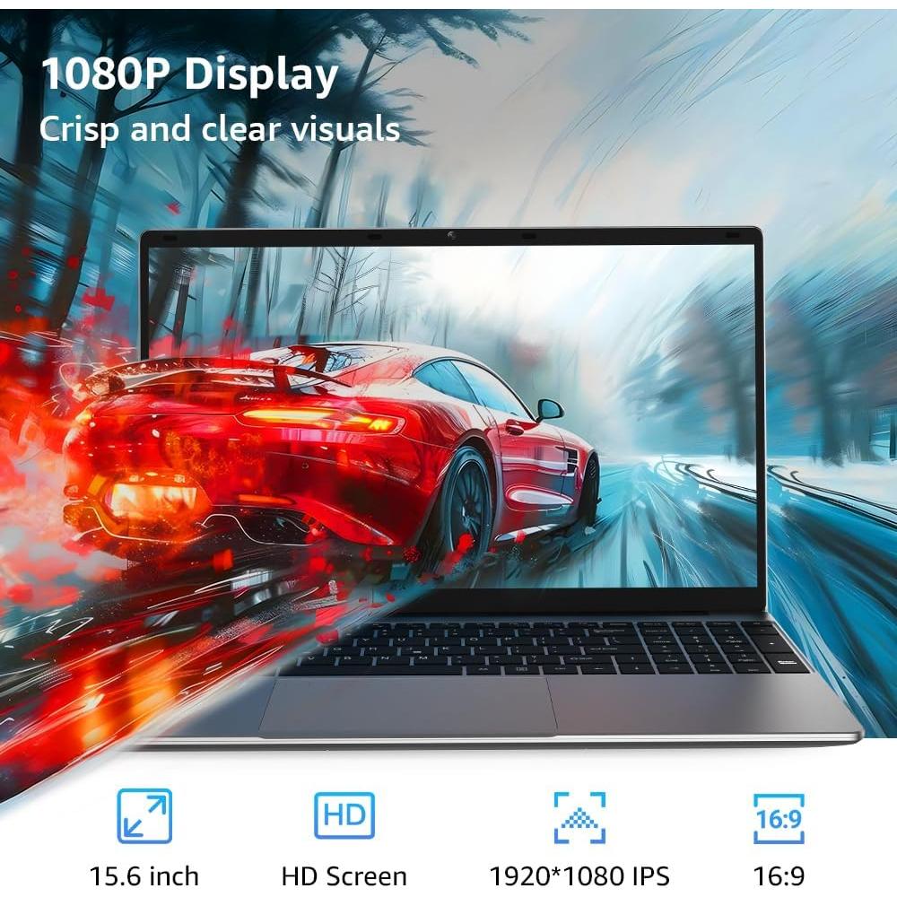 Computadora portátil CFVOCUY 15.6 FHD, 12GB RAM, 512GB SSD