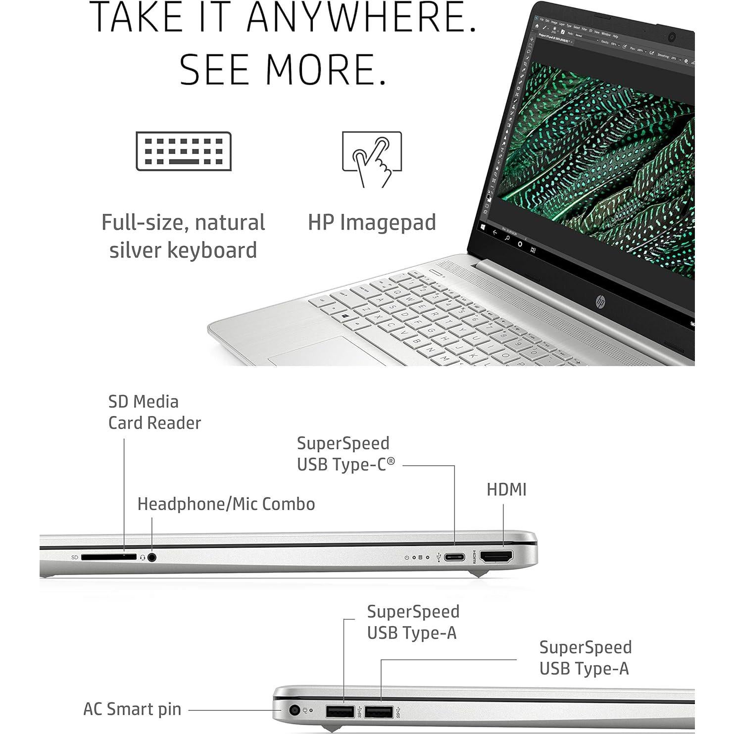 Laptop HP 15 - Intel Core i5, 8GB RAM, 256GB SSD, 15.6" FHD