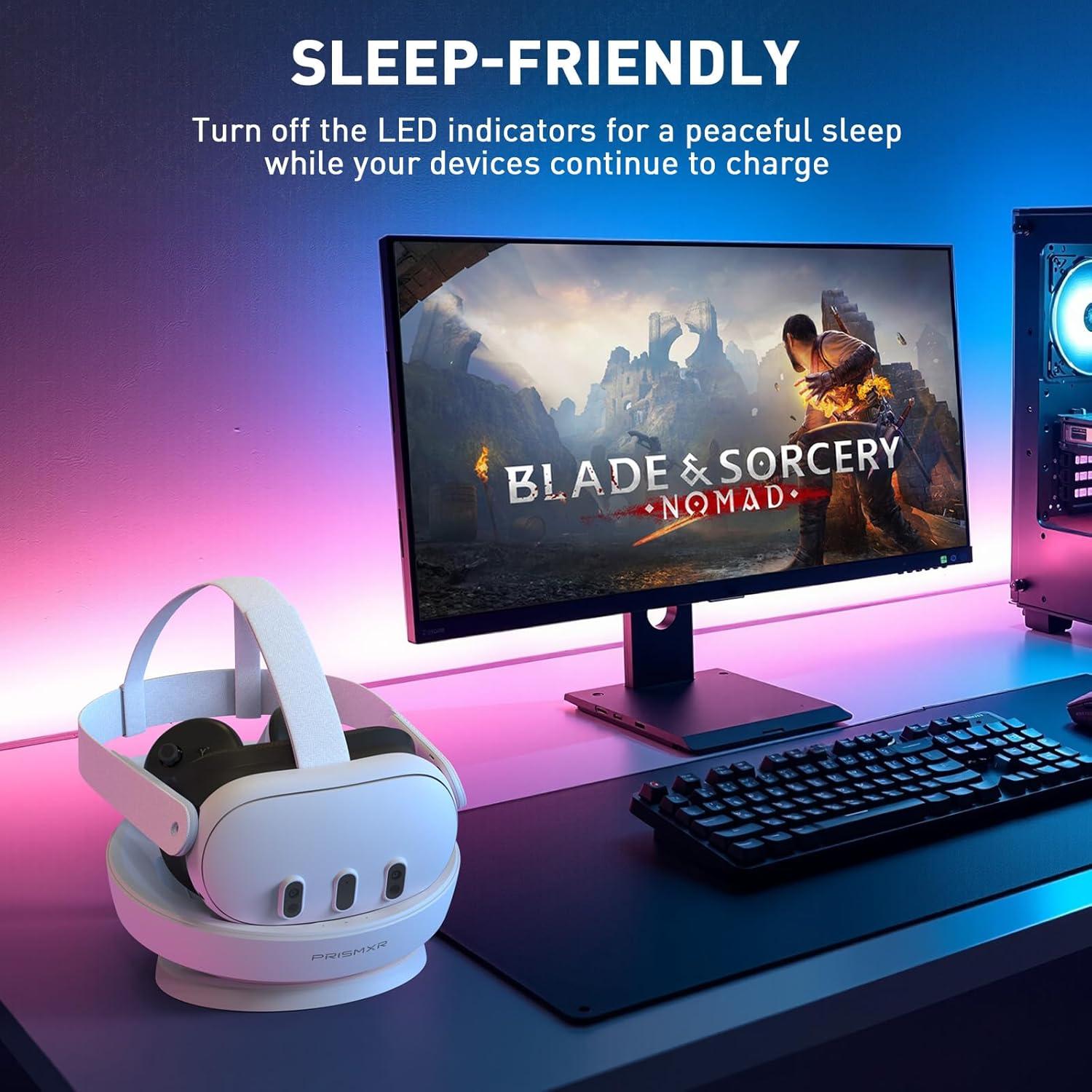 Estación de Carga PRISMXR Carina D1 para Quest 3 con 2 Baterías