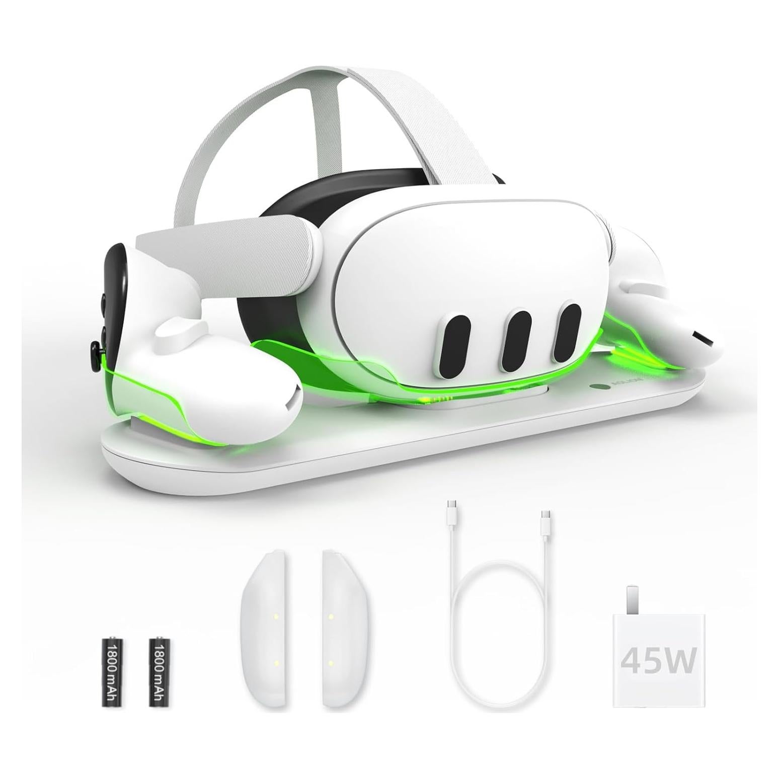 Base de Carga Rápida BINBOK para Meta Quest 3 con 2 Baterías