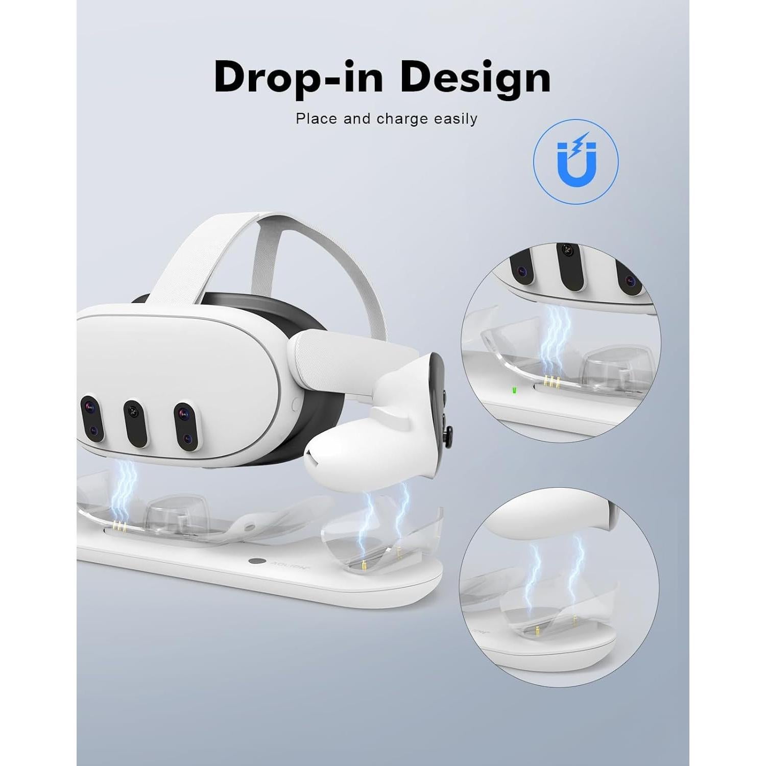 Base de Carga Rápida BINBOK para Meta Quest 3 con 2 Baterías