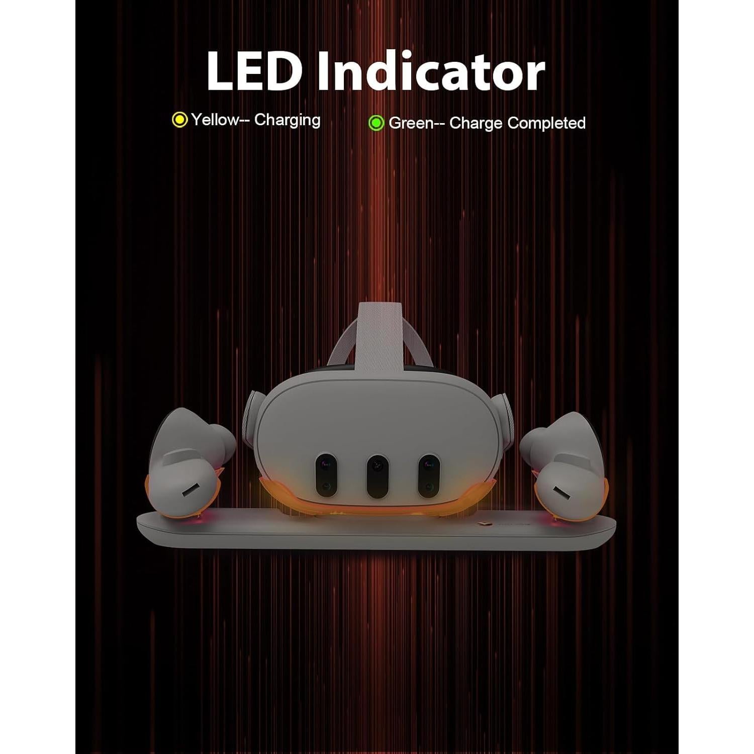 Base de Carga Rápida BINBOK para Meta Quest 3 con 2 Baterías