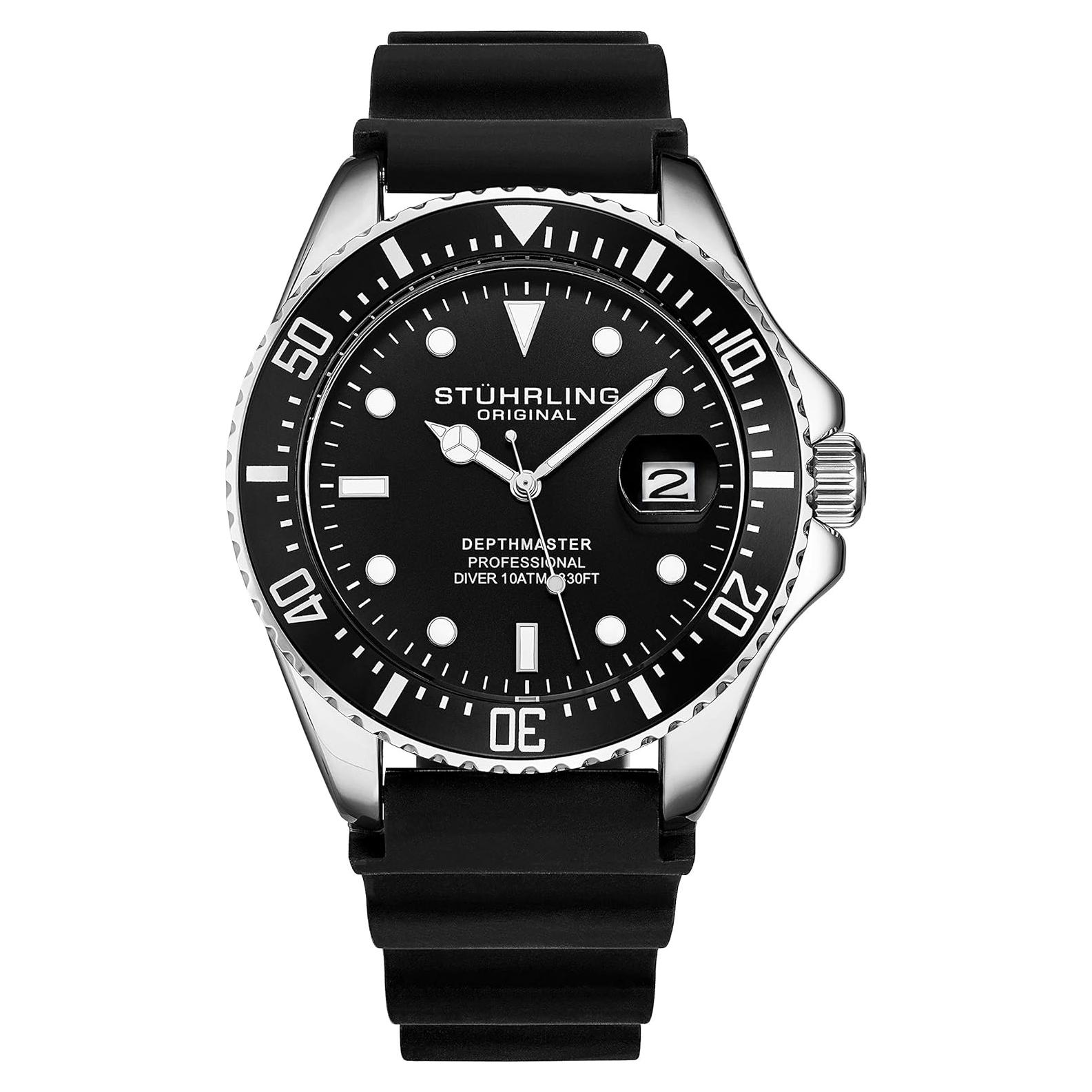 Reloj de buceo Stuhrling Original para hombres 42mm negro