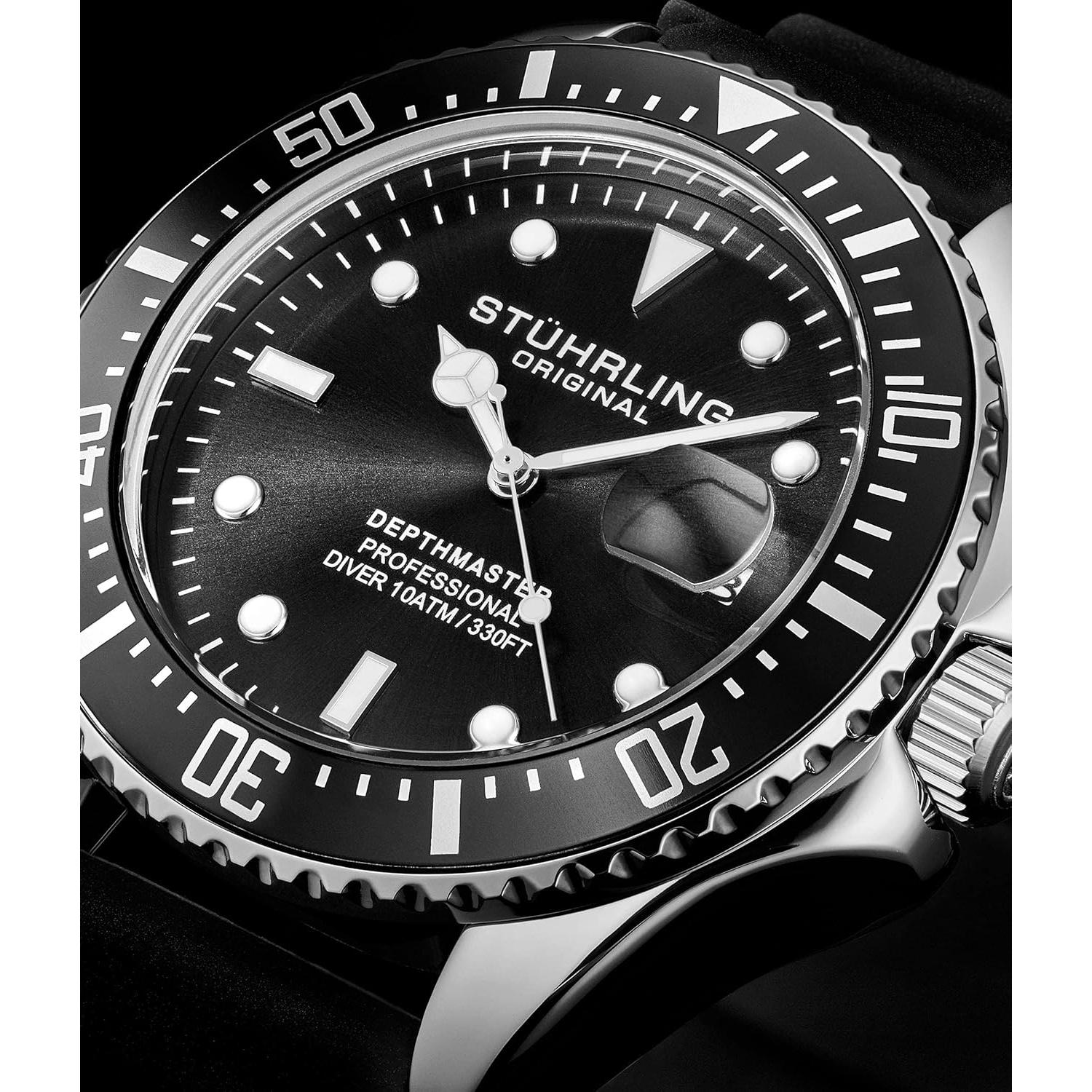 Reloj de buceo Stuhrling Original para hombres 42mm negro