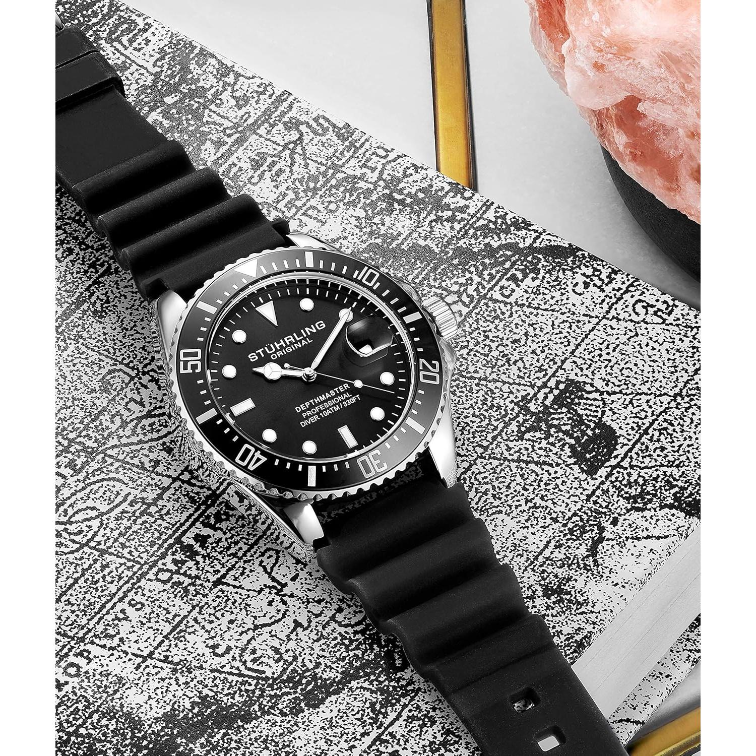 Reloj de buceo Stuhrling Original para hombres 42mm negro