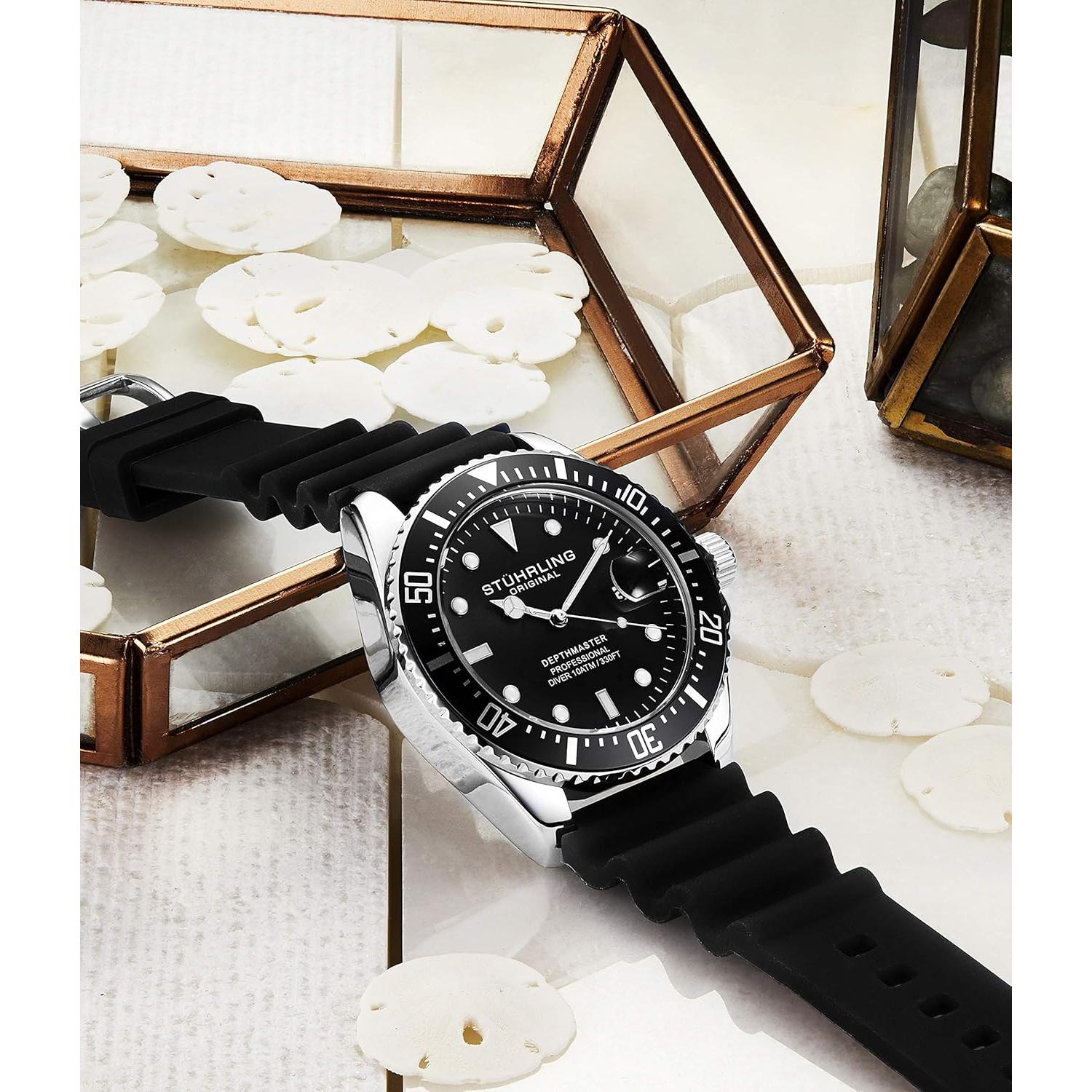 Reloj de buceo Stuhrling Original para hombres 42mm negro