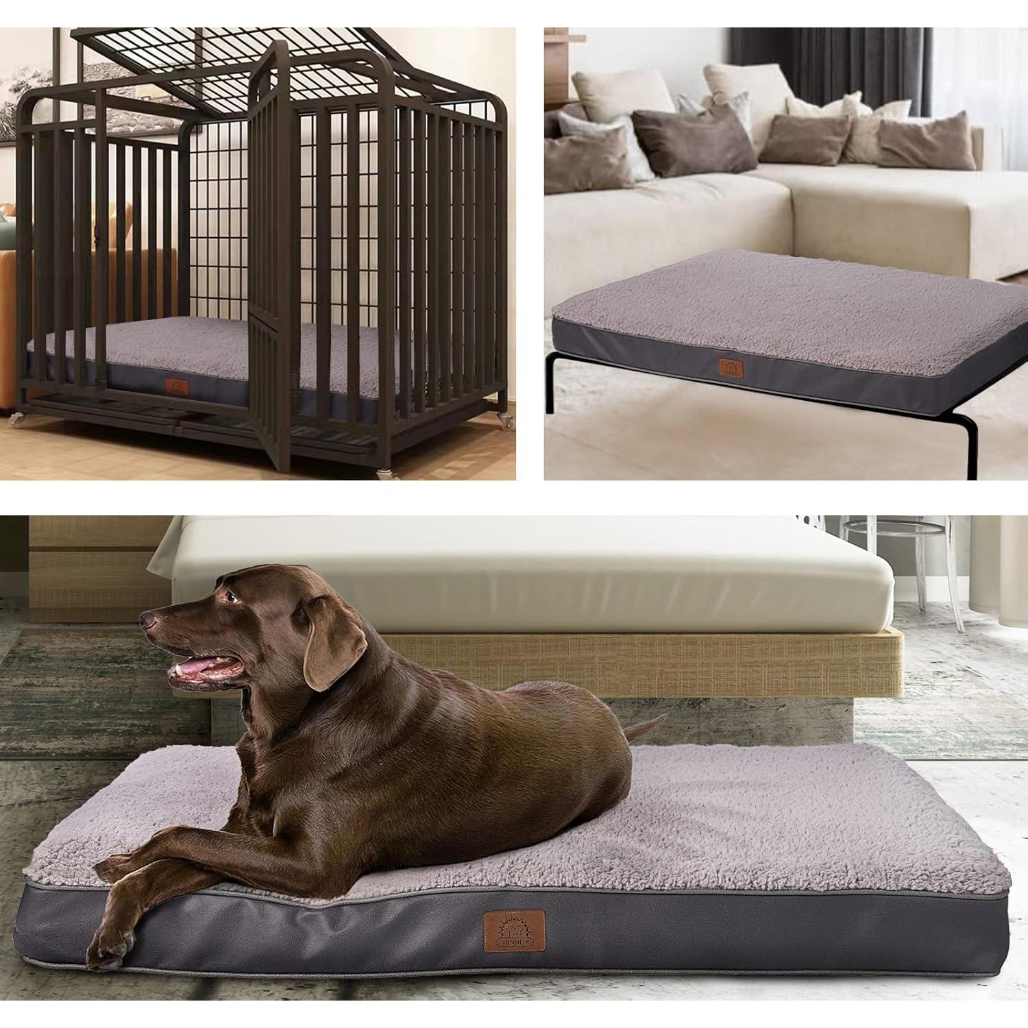 Cama ortopédica para perros grandes Sunheir 88.9x55.9cm Gris