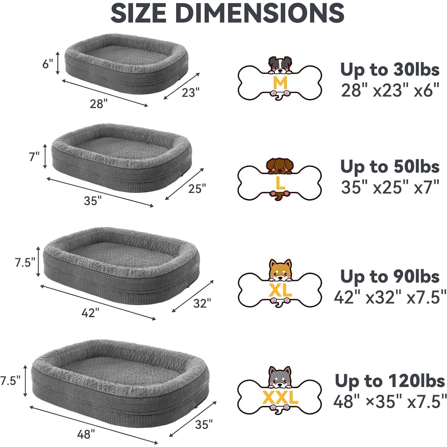 Cama Ortopédica para Perros JOEJOY XL Gris con Espuma de Memoria