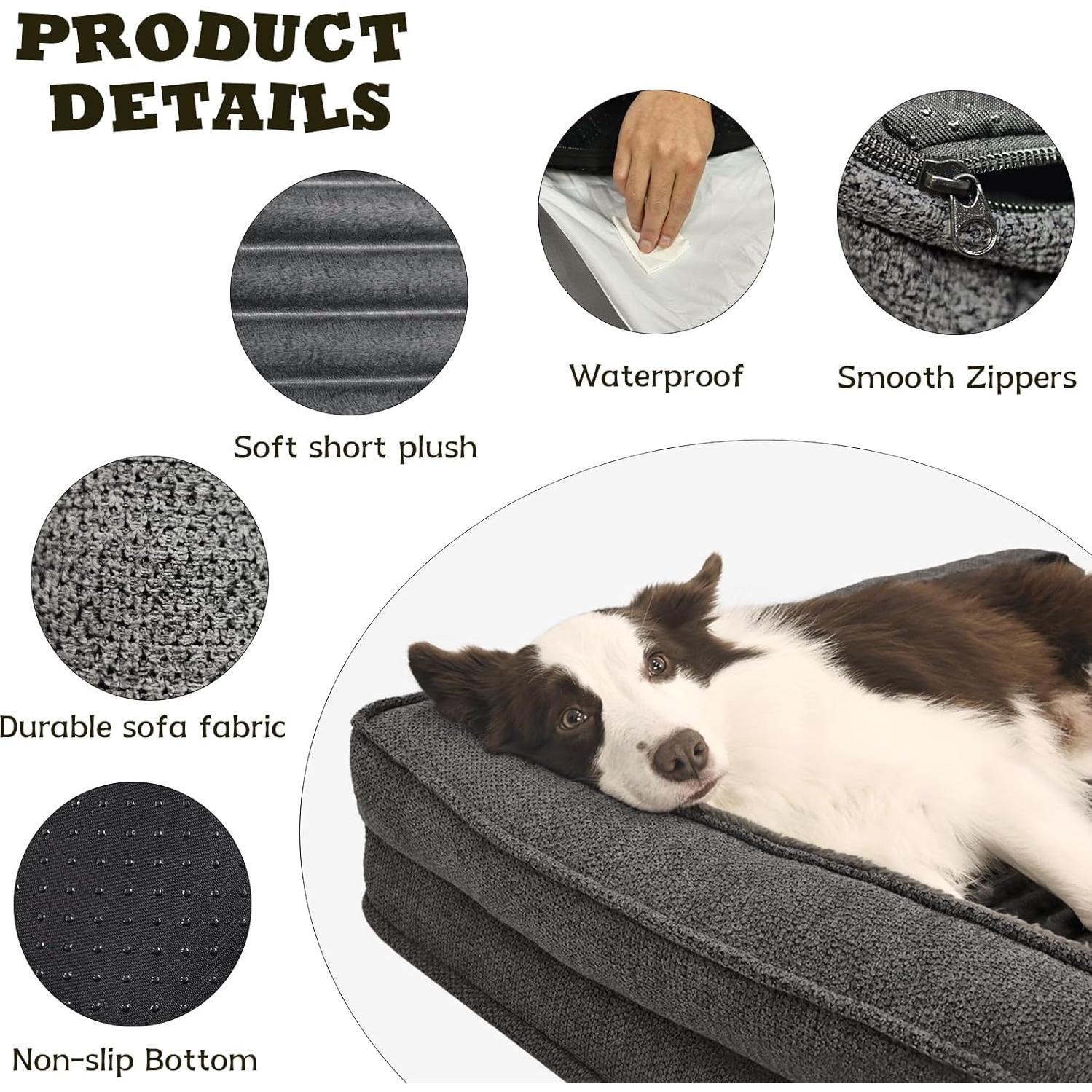 Cama ortopédica para perros grandes WINDRACING 91x58cm gris